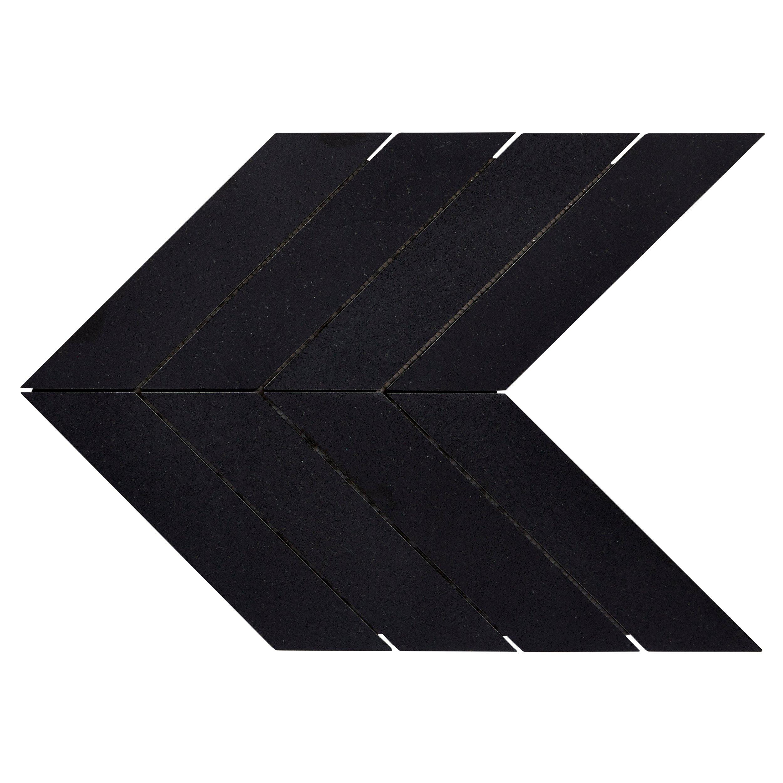 Basalt Black Chevron (Mini) Honed Mosaic - Tilelelo