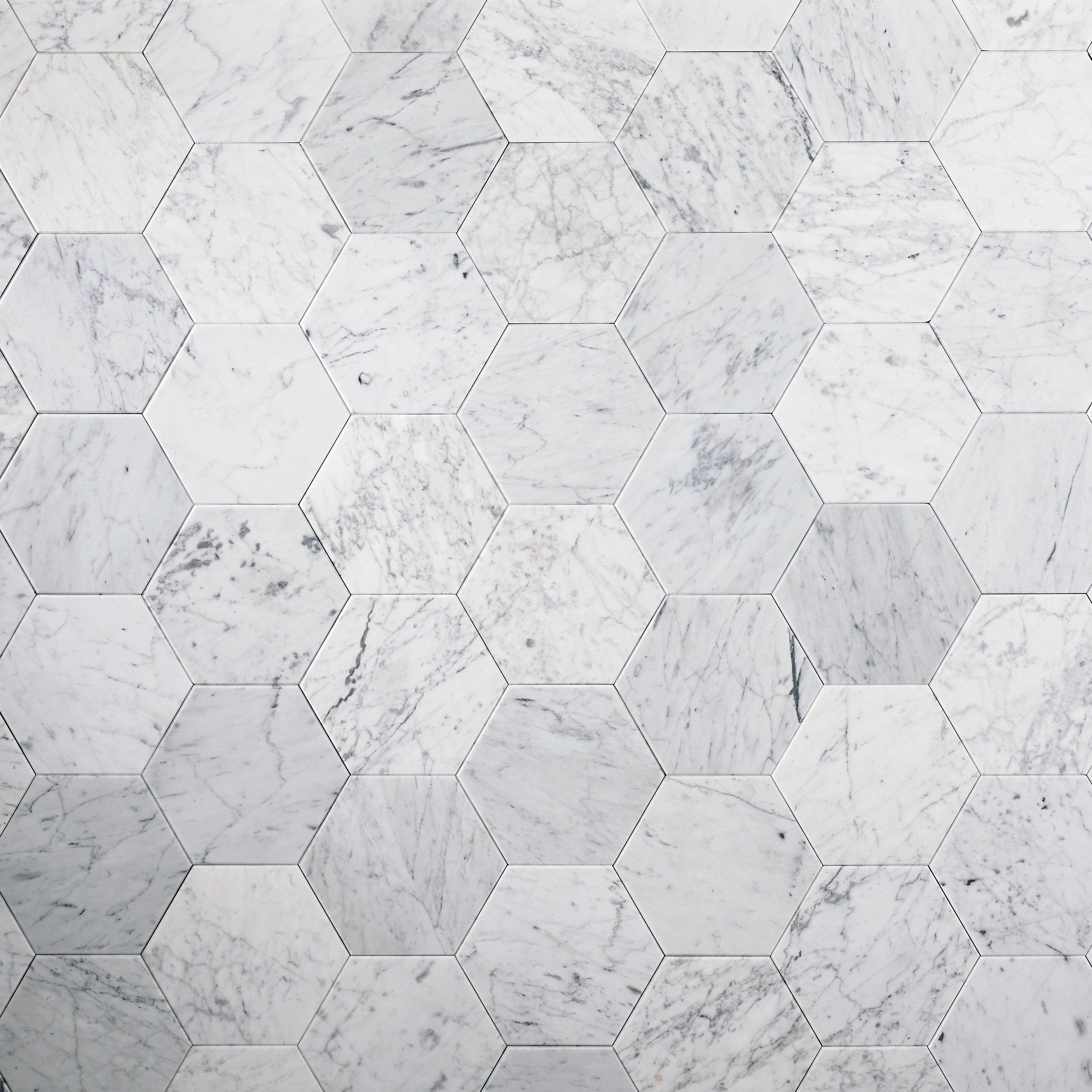 hexagon carrara floor peel bianco mosaic stick