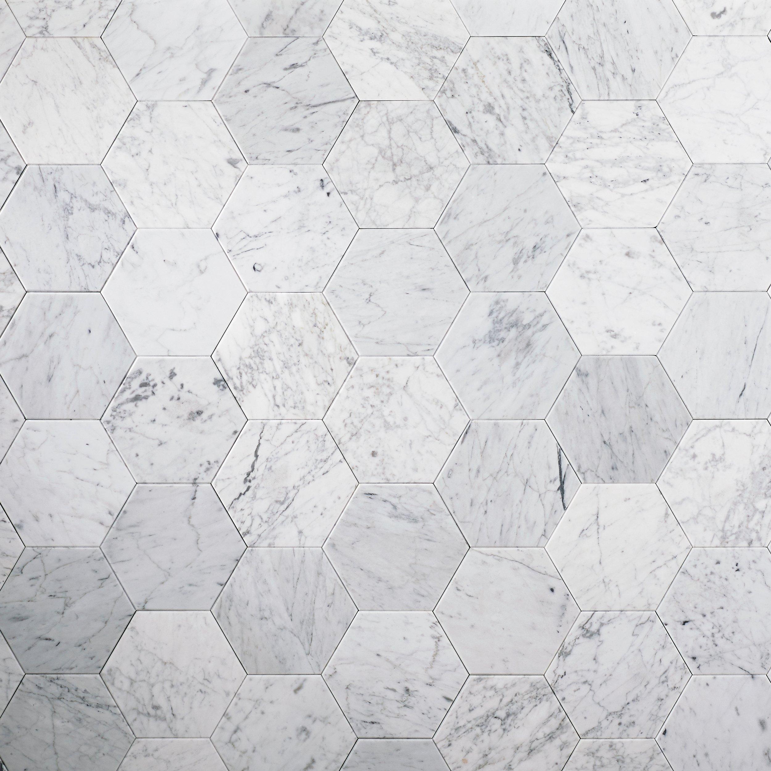 Bianco Carrara 6 in. Hexagon Peel and Stick Mosaic