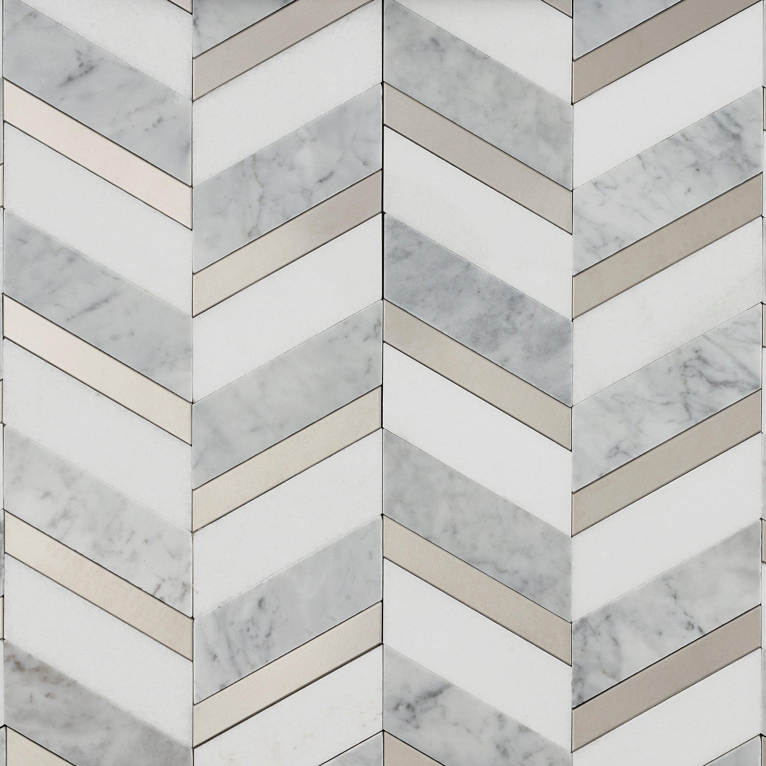 Peel and Stick Backsplash Tile - Blok Chevron White