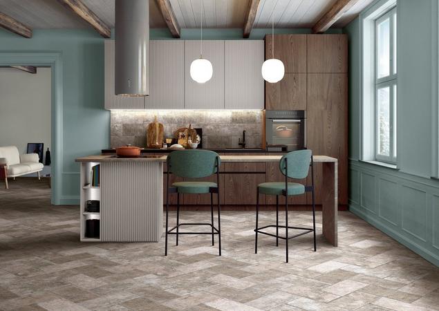 brick look porcelain tile backsplash 