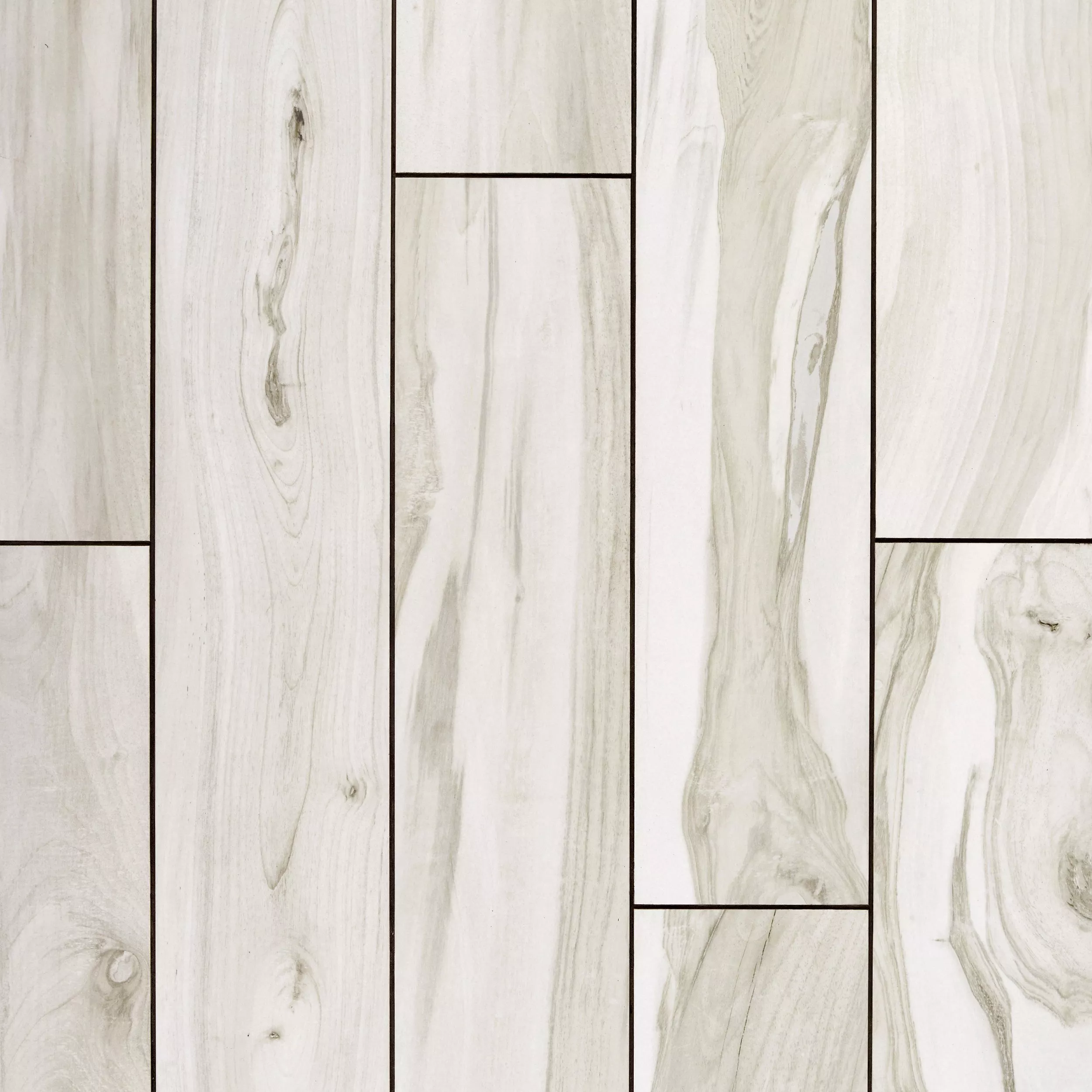 Lyndon White Wood Plank Polished Porcelain Tile | Floor and Decor