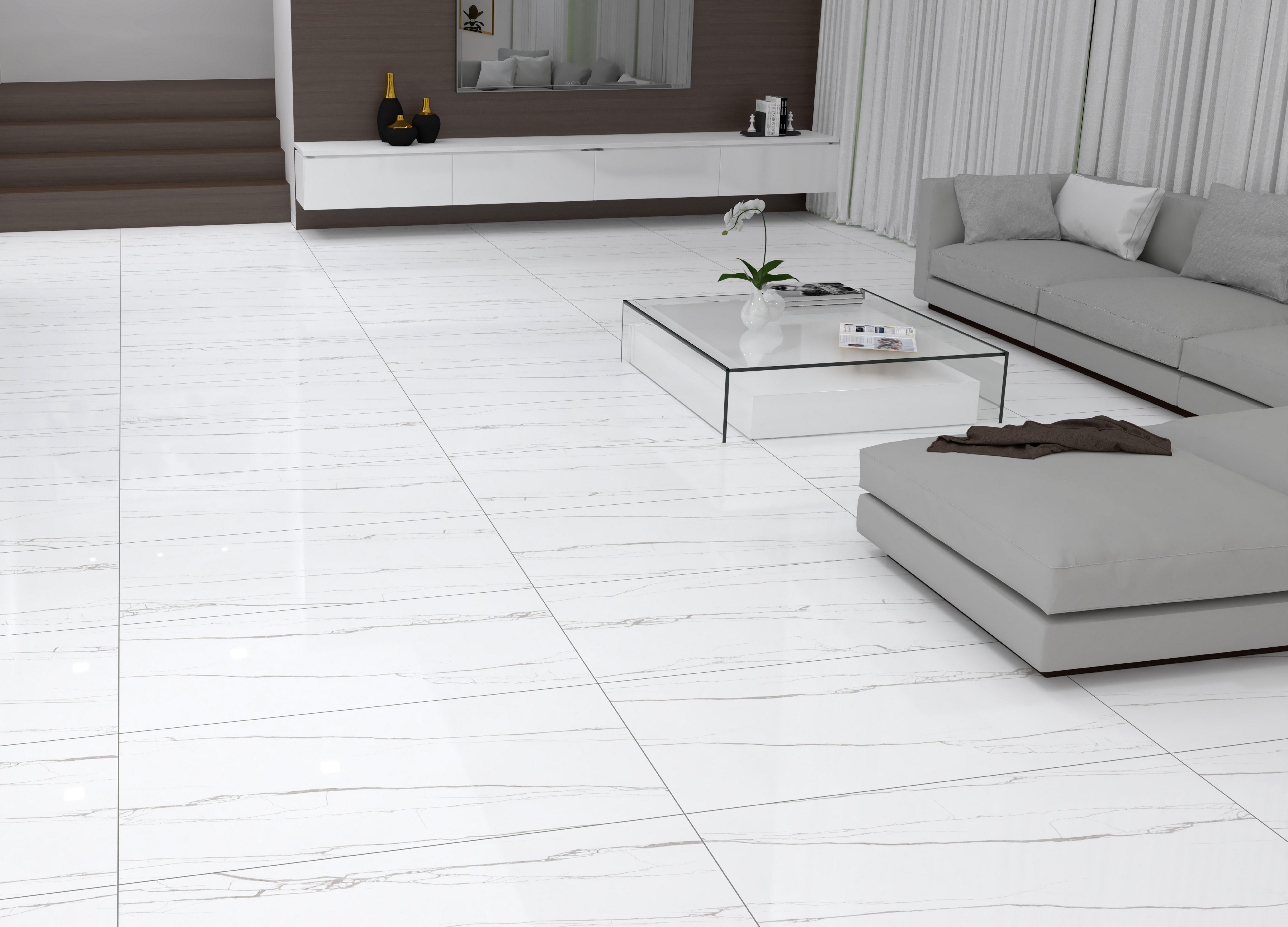 Morandi White Polished Porcelain Tile | Floor and Decor