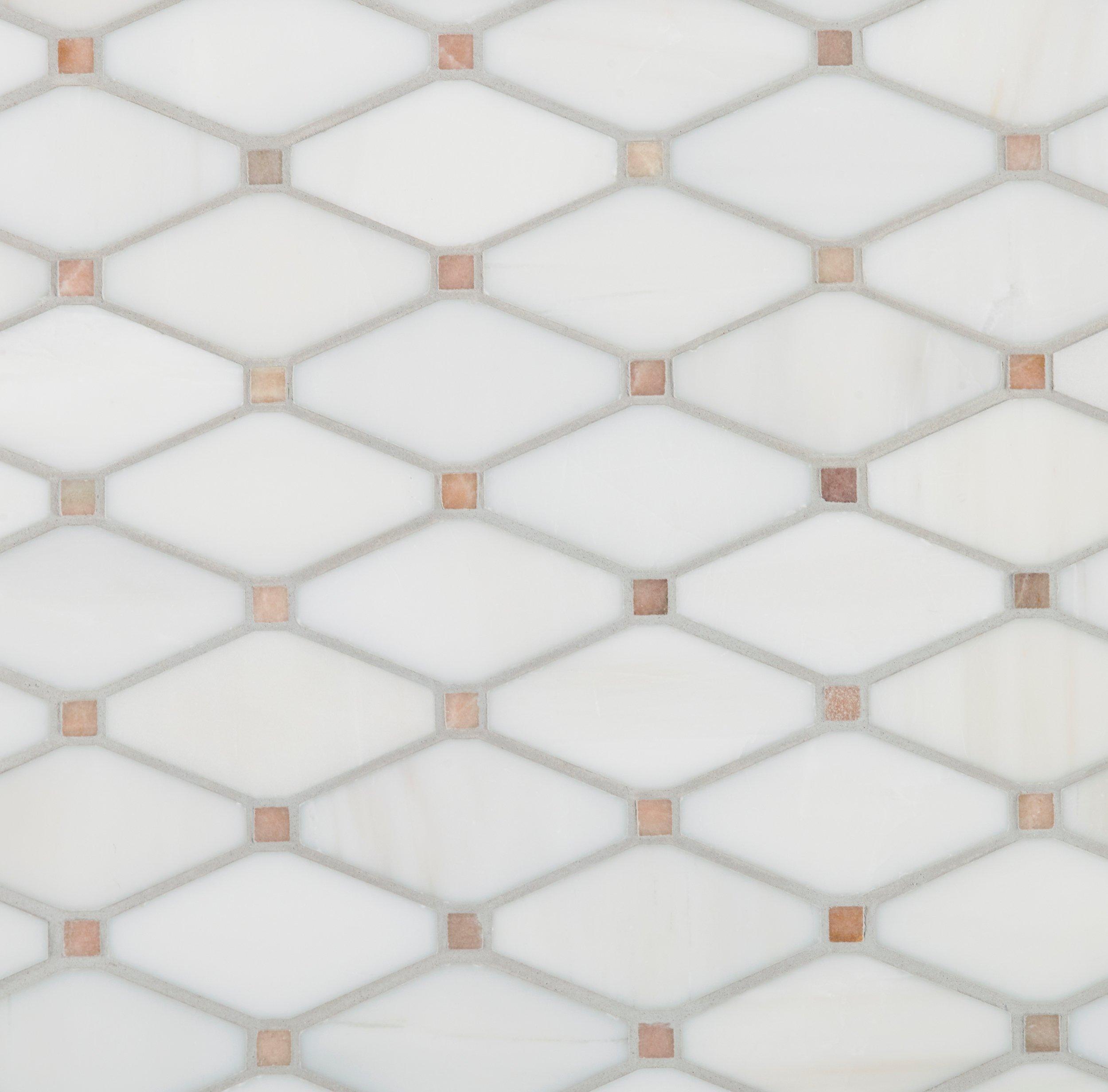 Dolomite Rose Clipped Diamond Polished Marble Mosaic