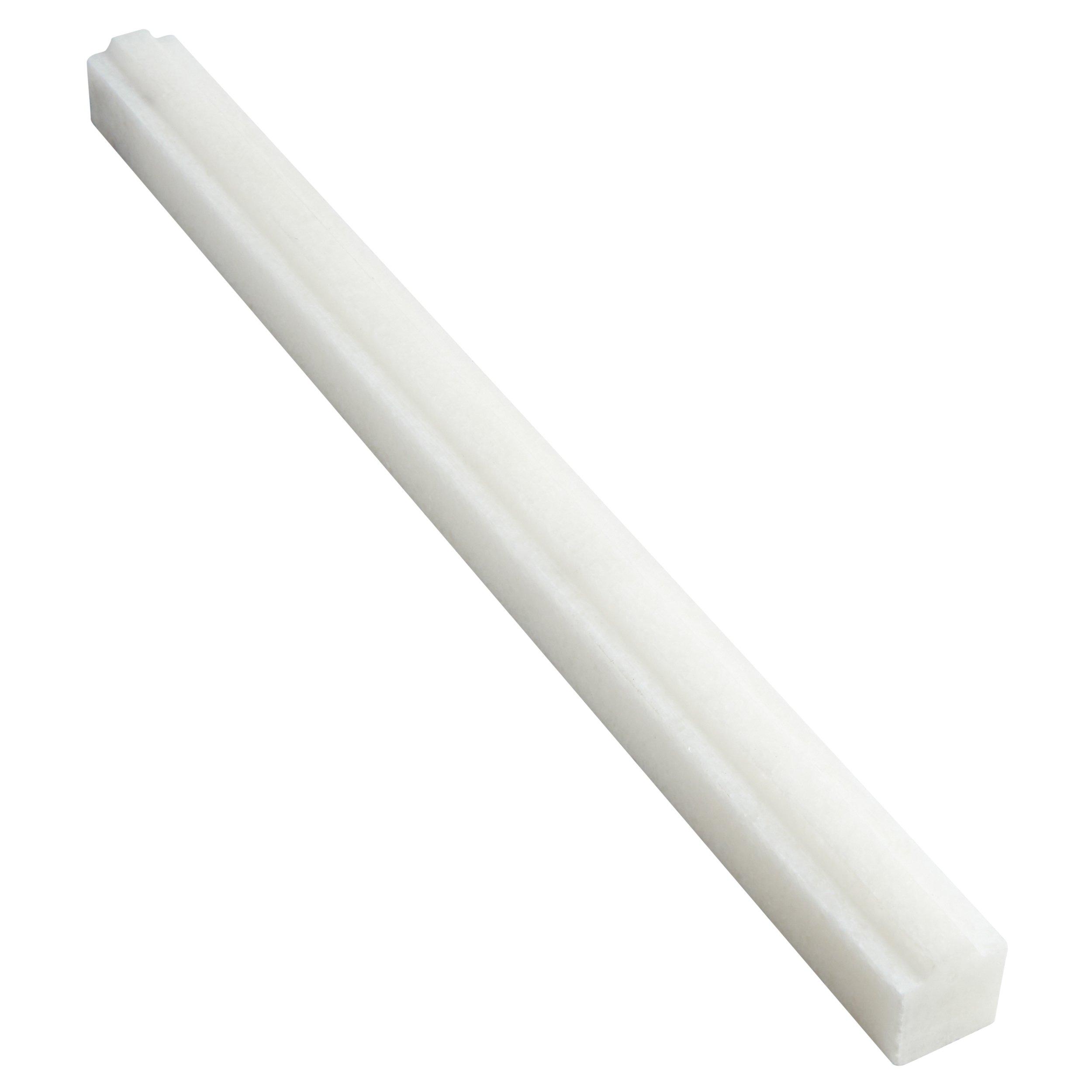 Carrara Chateau White Marble Pencil Trim | Floor and Decor