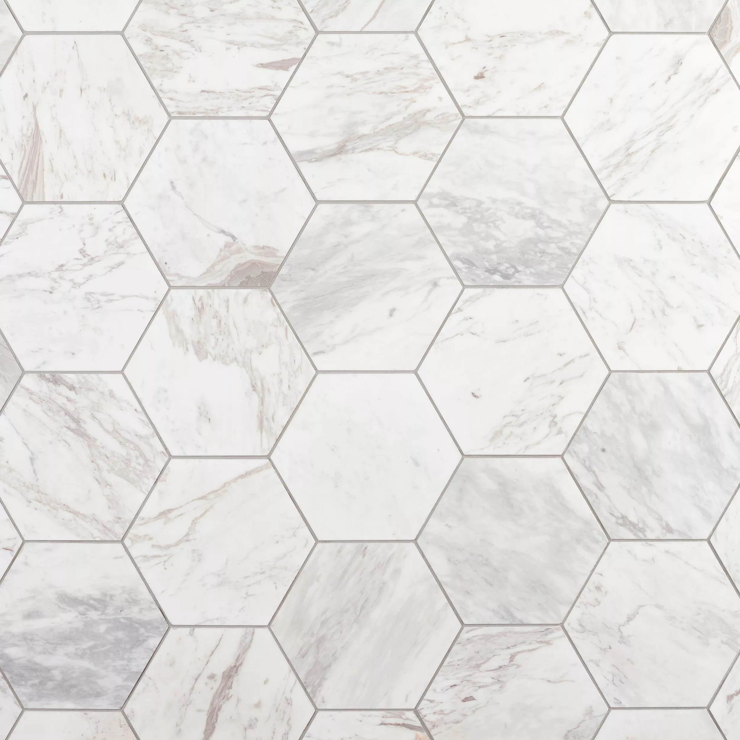Volakas 8 in. Hexagon Honed Marble Tile