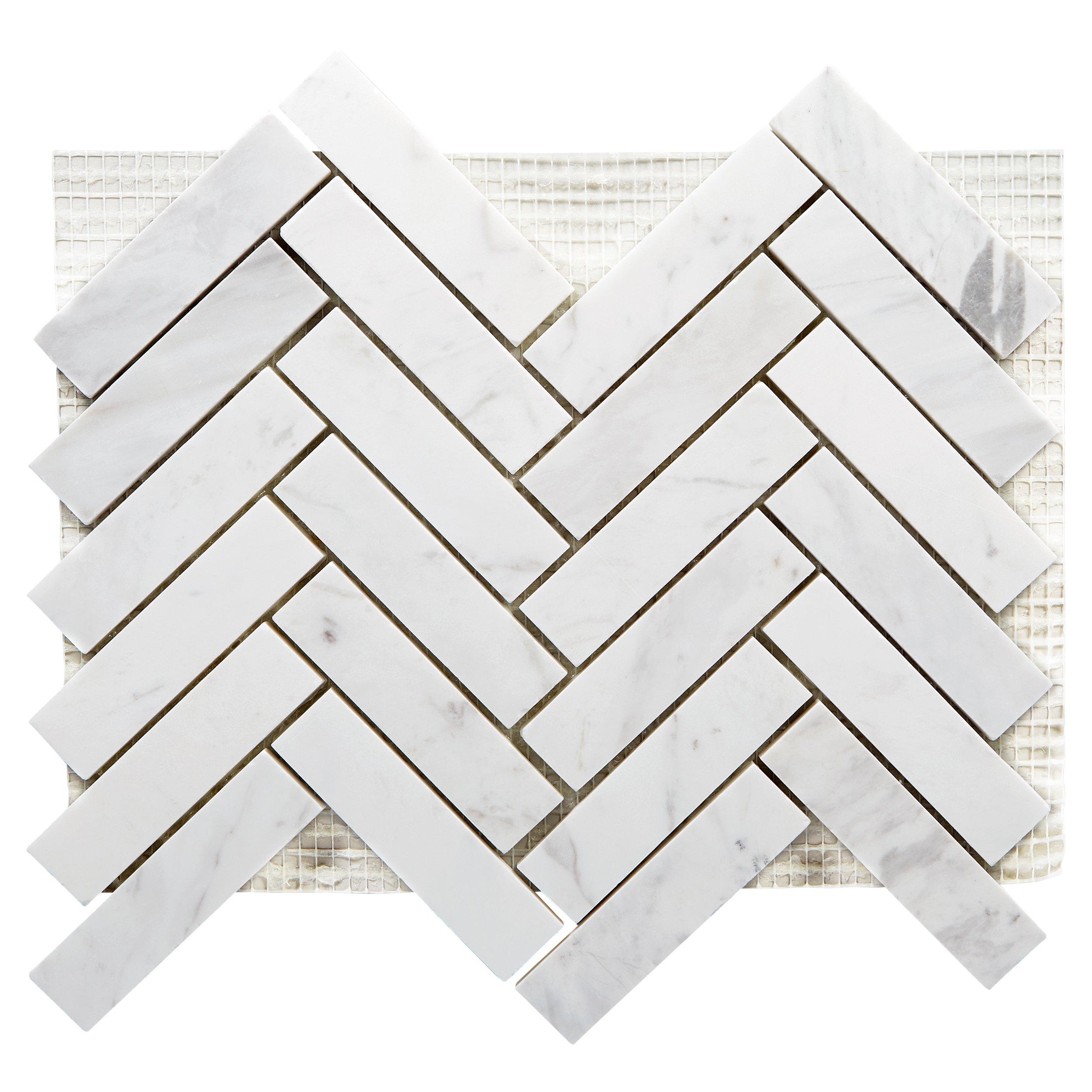 Volakas Herringbone Honed Marble Mosaic