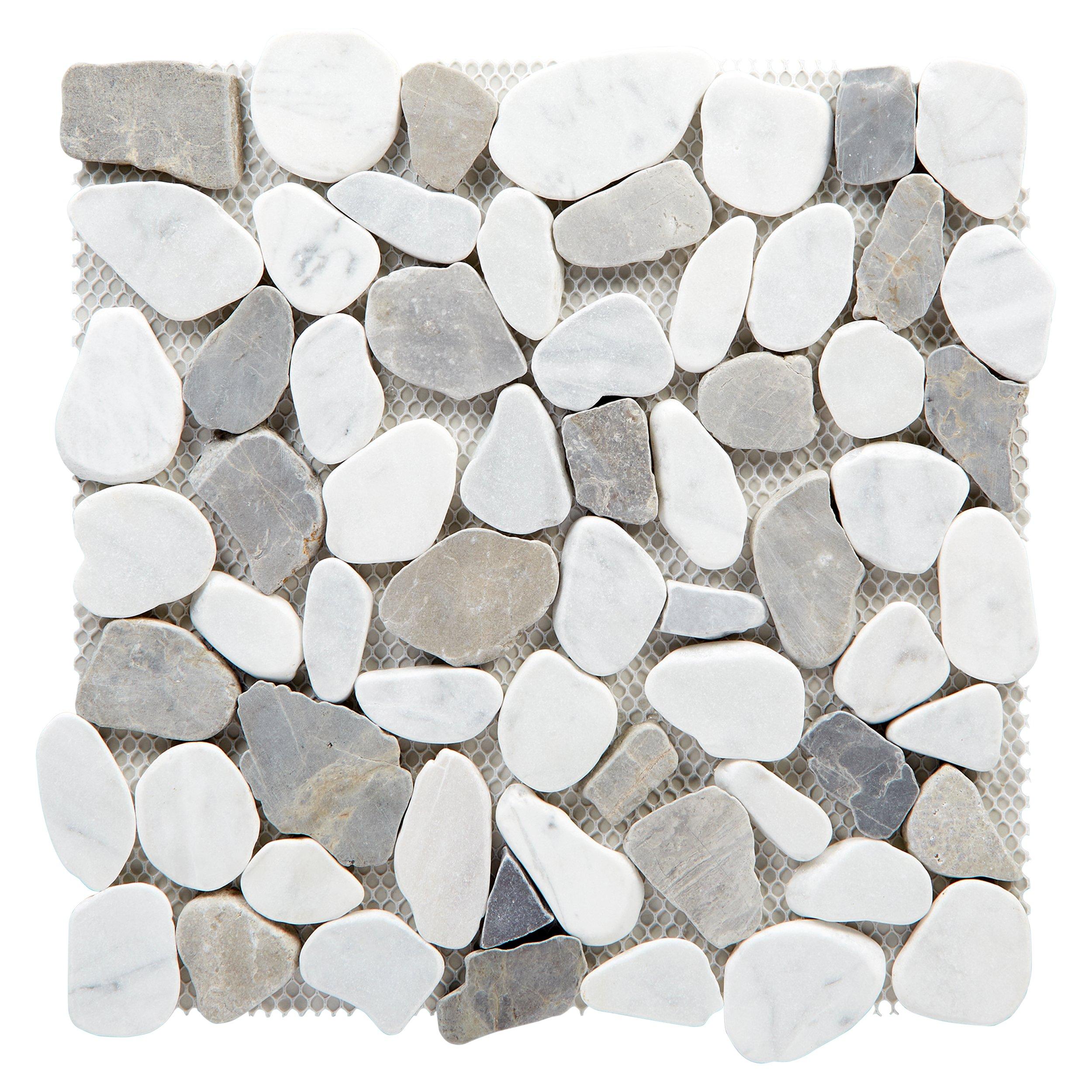 Bianco Carrara Mix II Pebble Marble Mosaic