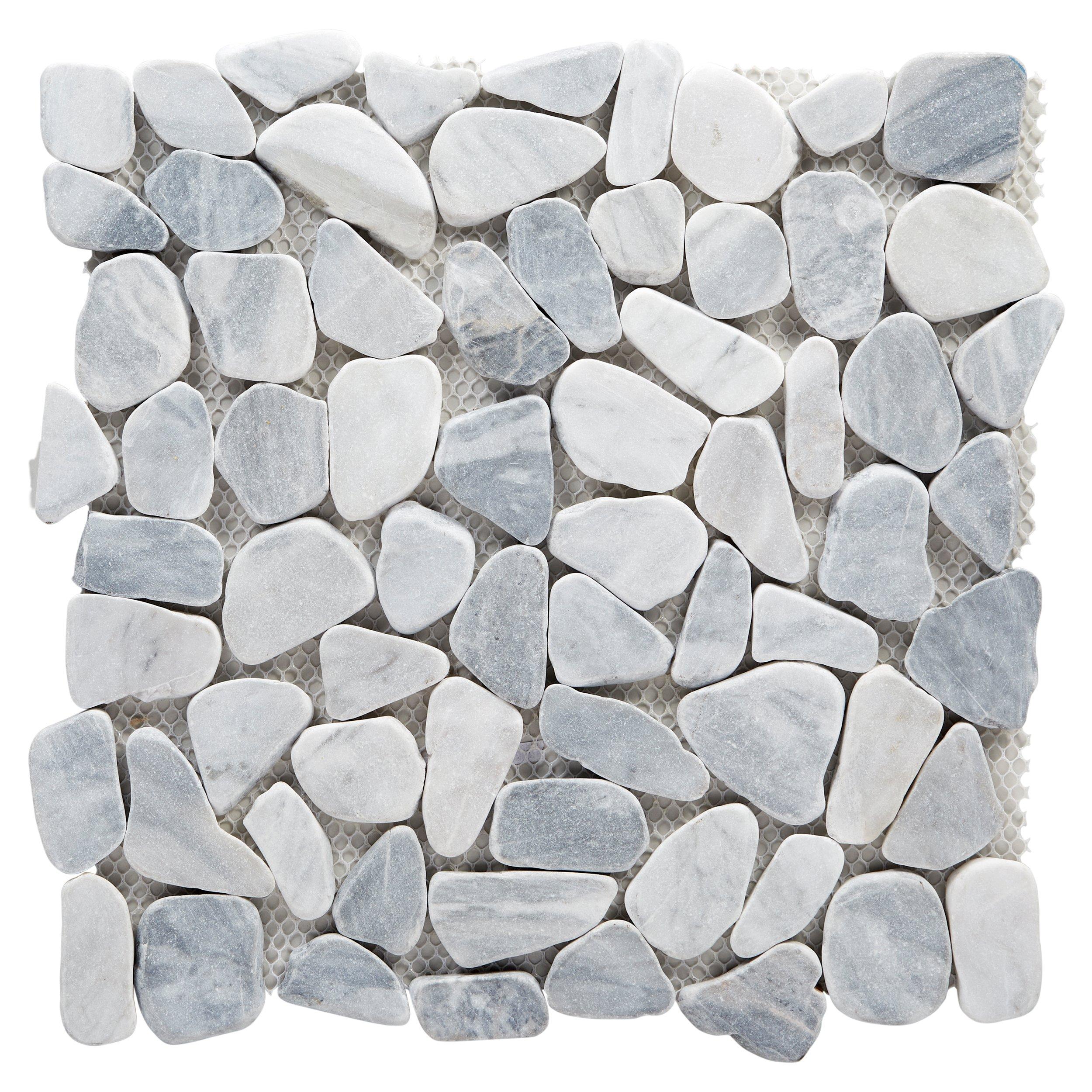 Ice Blue Pebble Honed Marble Mosaic