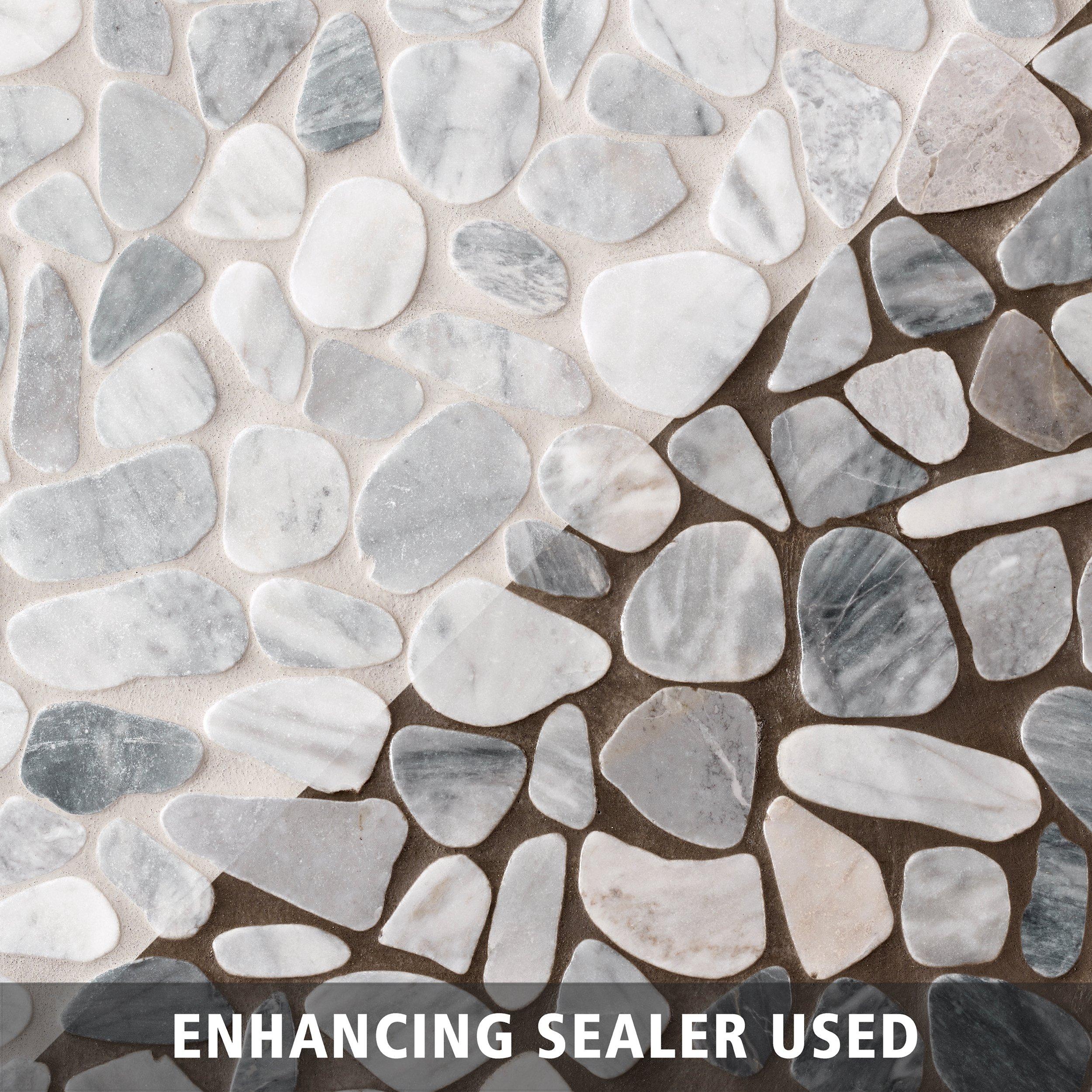 Ice Blue Pebble Honed Marble Mosaic