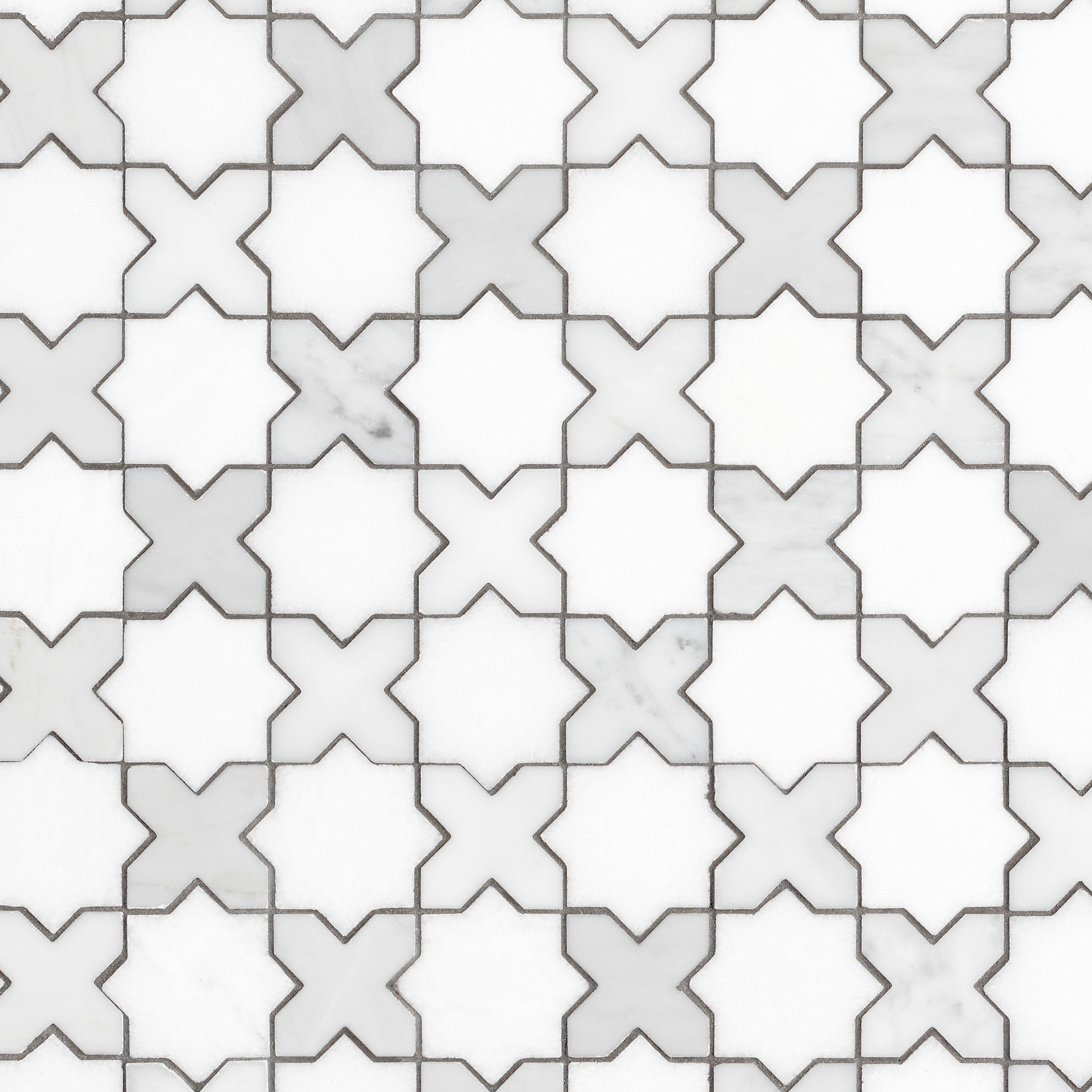 Jigsaw Bianco Carrara Thassos Marble Mosaic