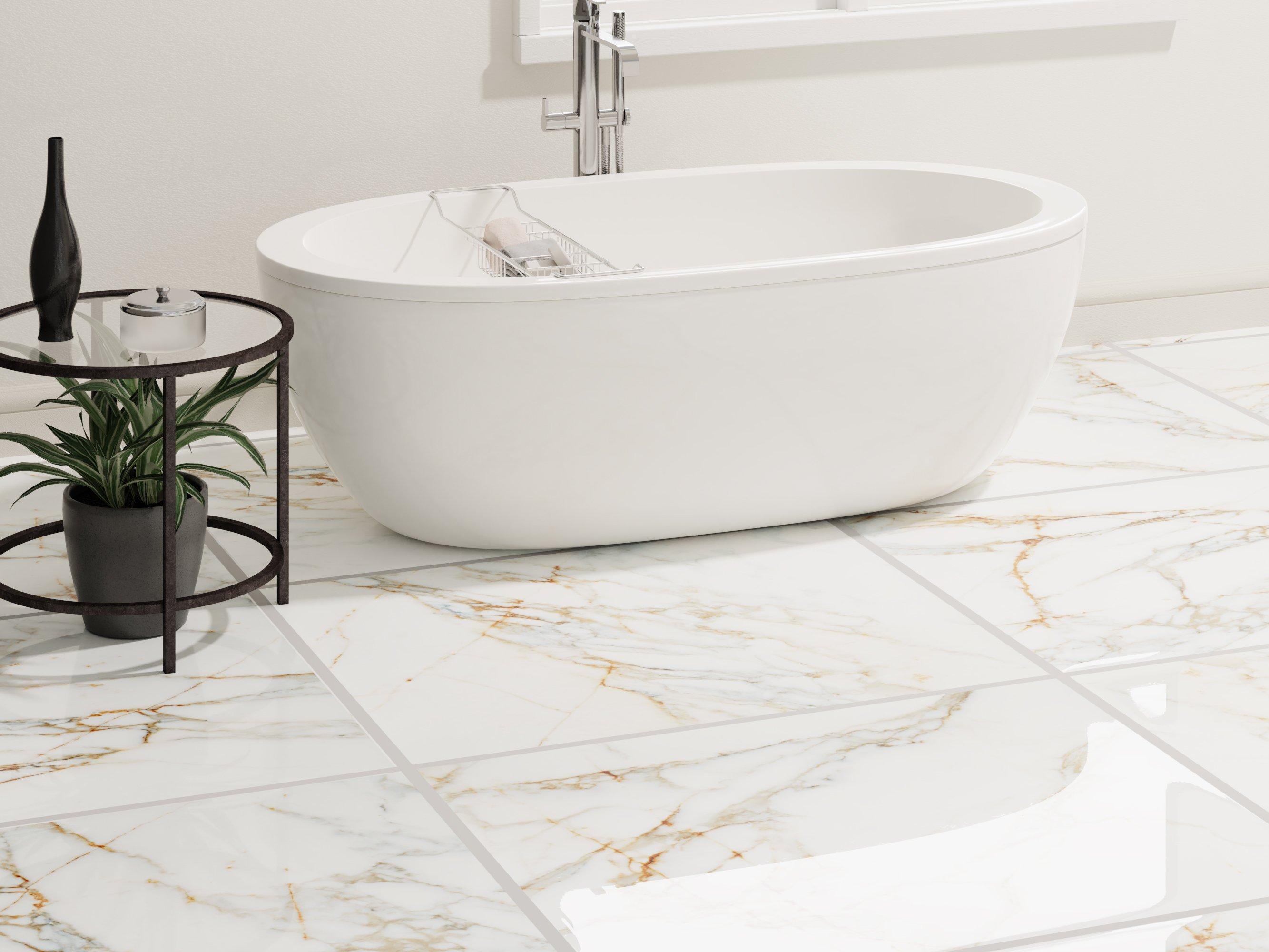 San Michele Classic Polished Porcelain Tile White Tile Floor