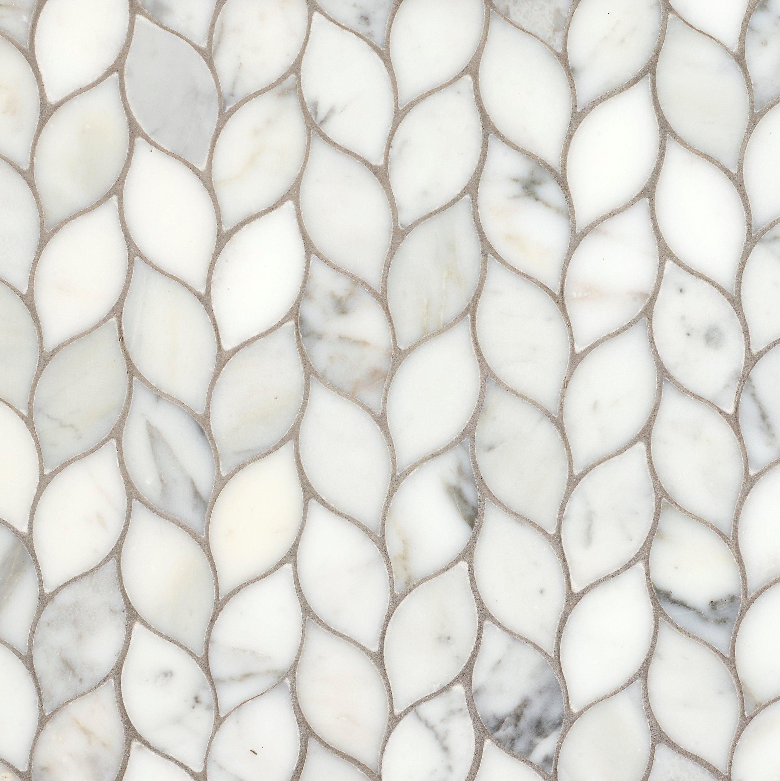 Statuario Leaf Honed Marble Mosaic