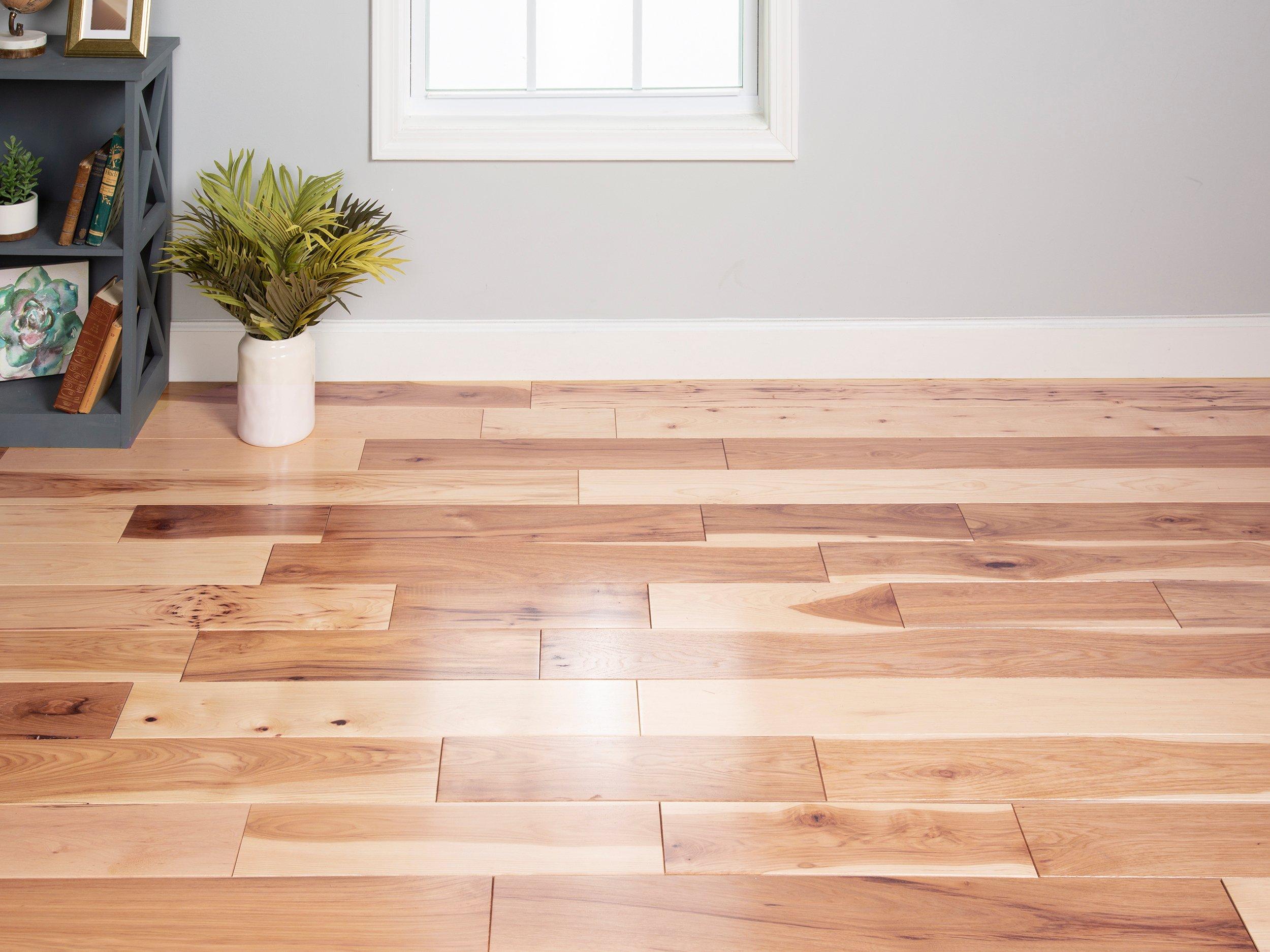 finished hickory wood floor kitchen