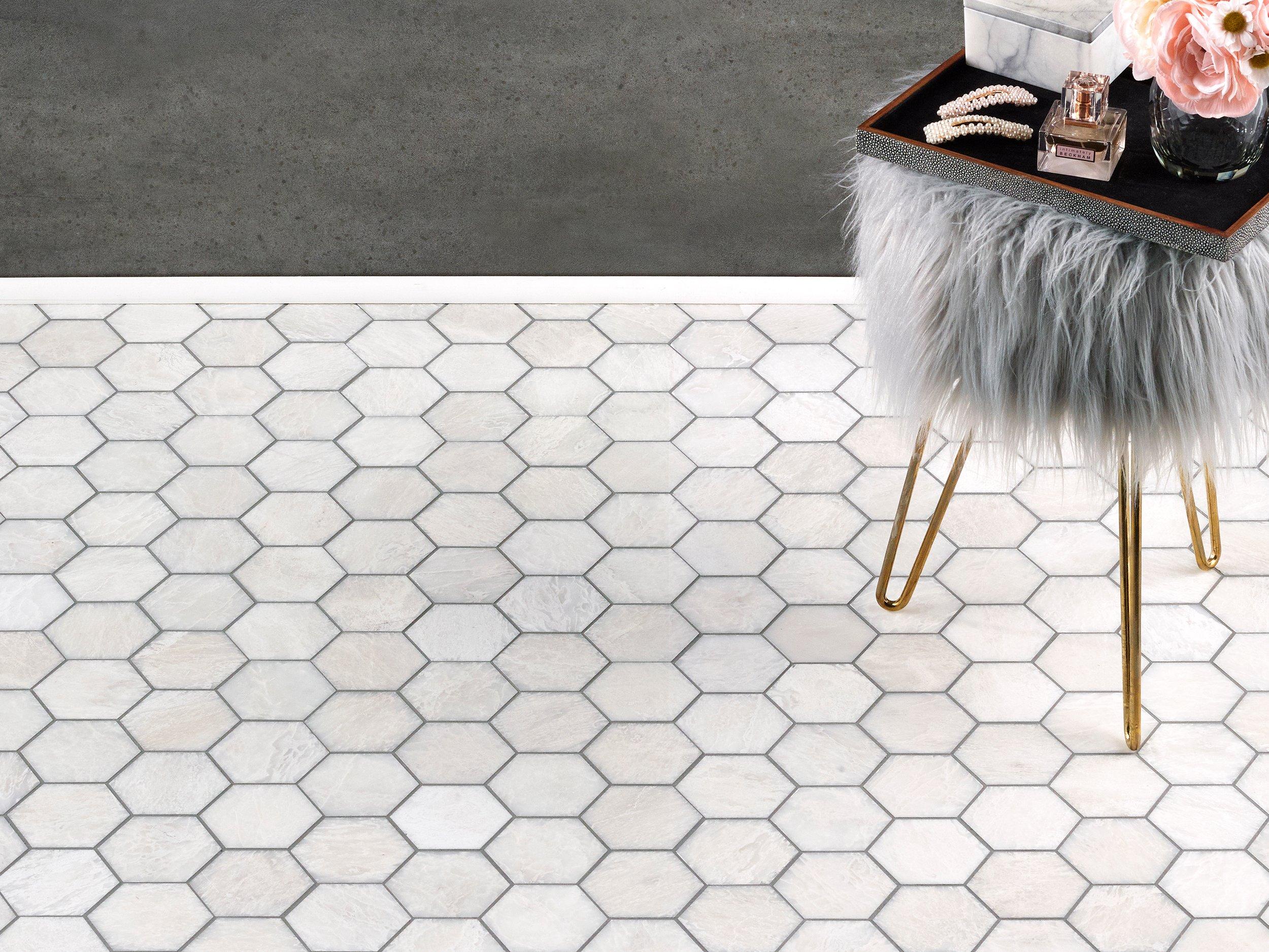Iceberg Hexagon Honed Marble Mosaic