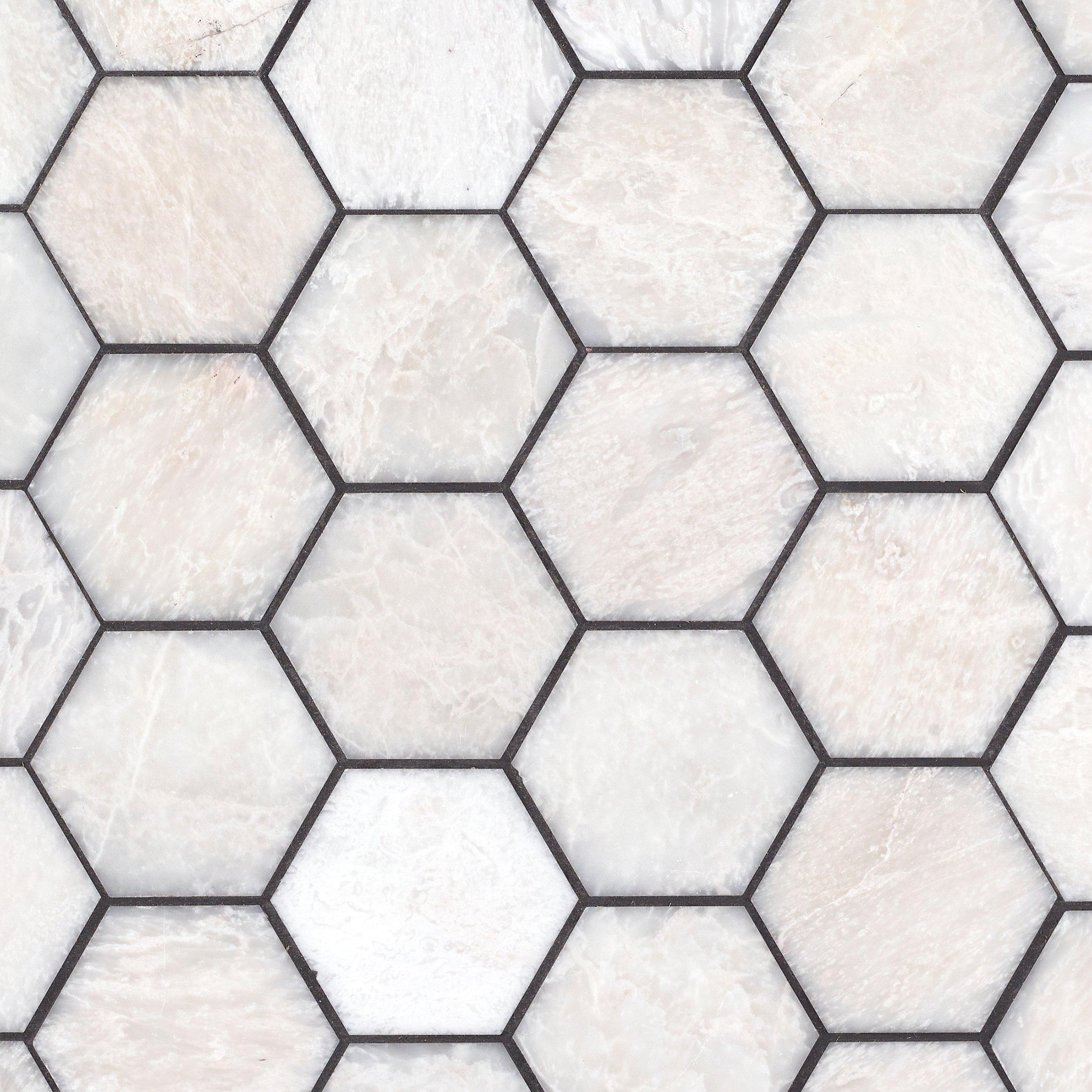 Iceberg Honed Marble 3 in. Hexagon Mosaic