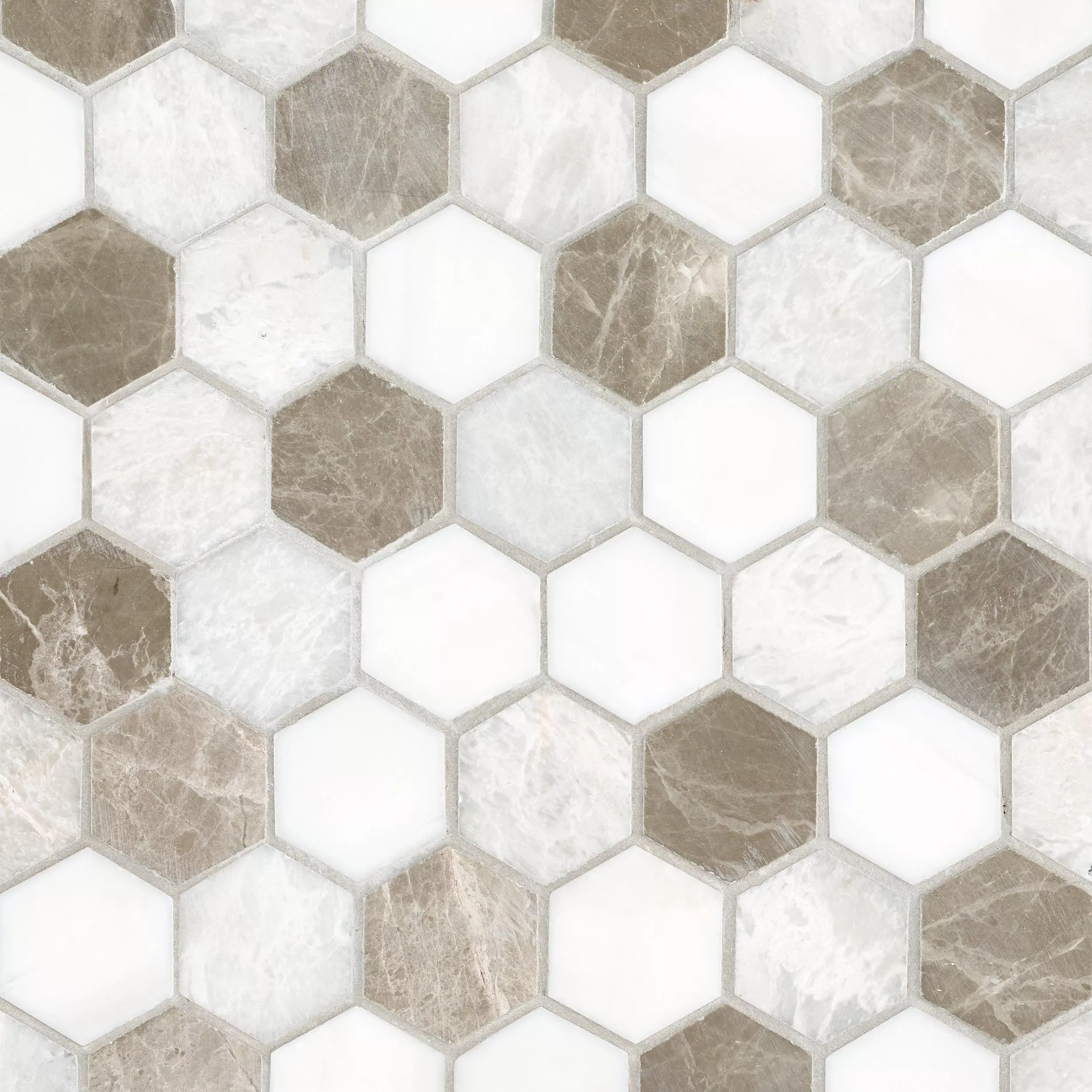 Iceberg Blend Marble 2 in. Hexagon Mosaic