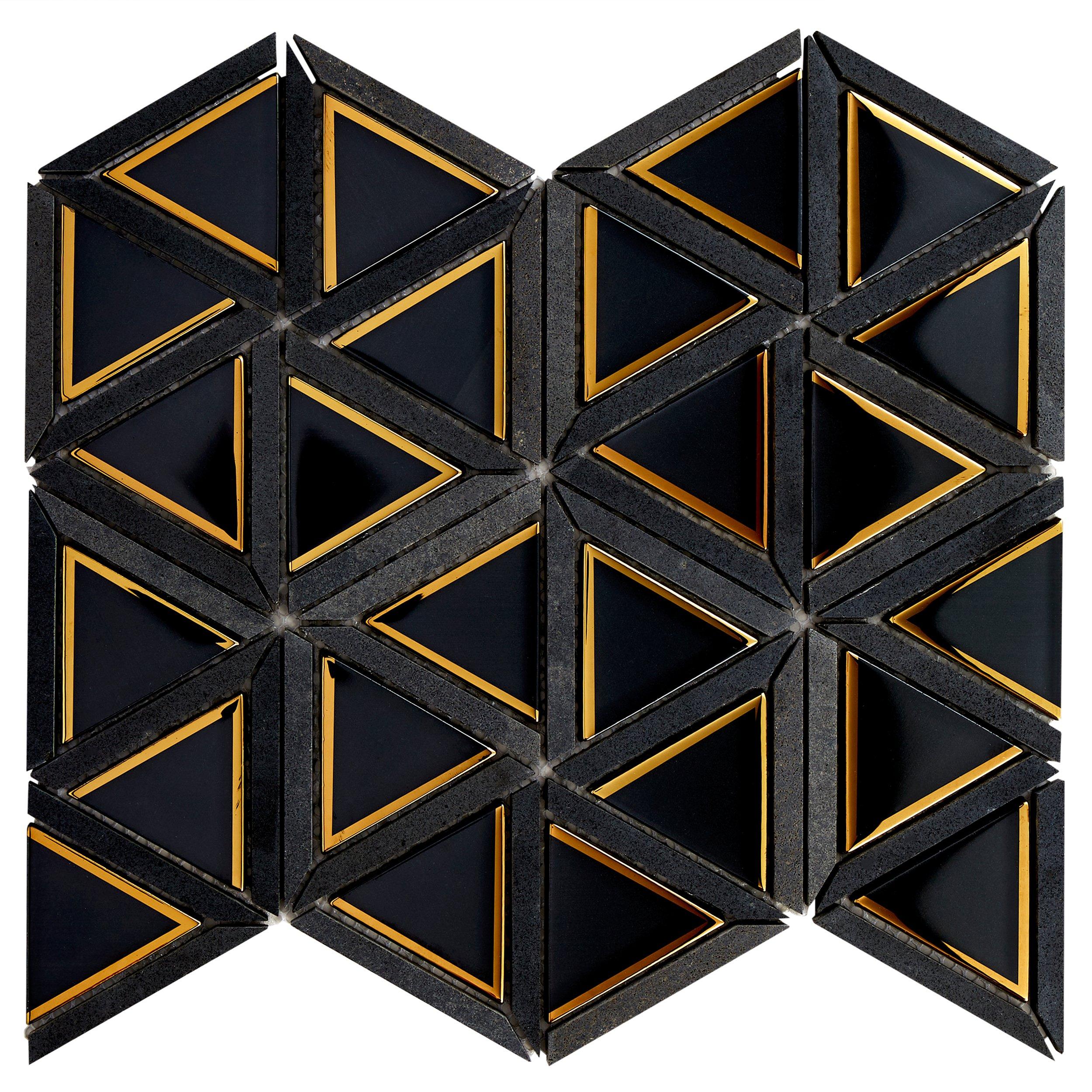 Noir Oro Triangle Glass Mosaic