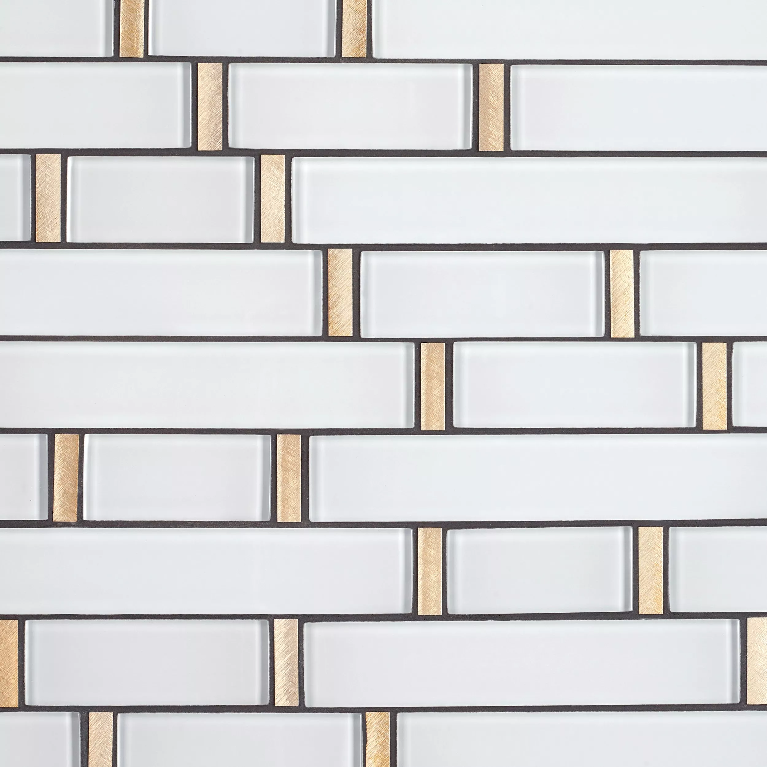 Snow Gold Metallic Linear Glass Mosaic