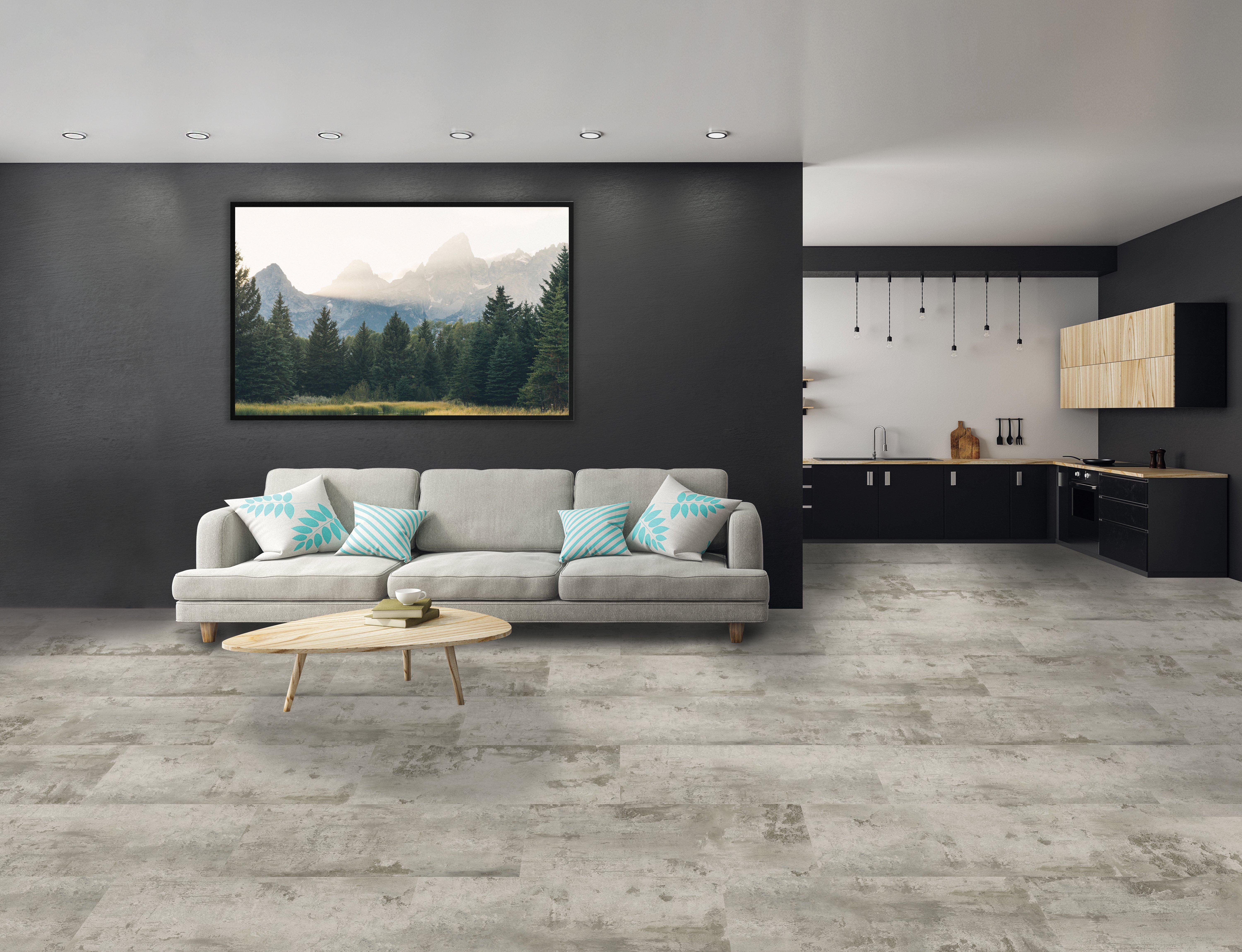 Stampede Concrete Rigid Core Luxury Vinyl Tile - Foam Back