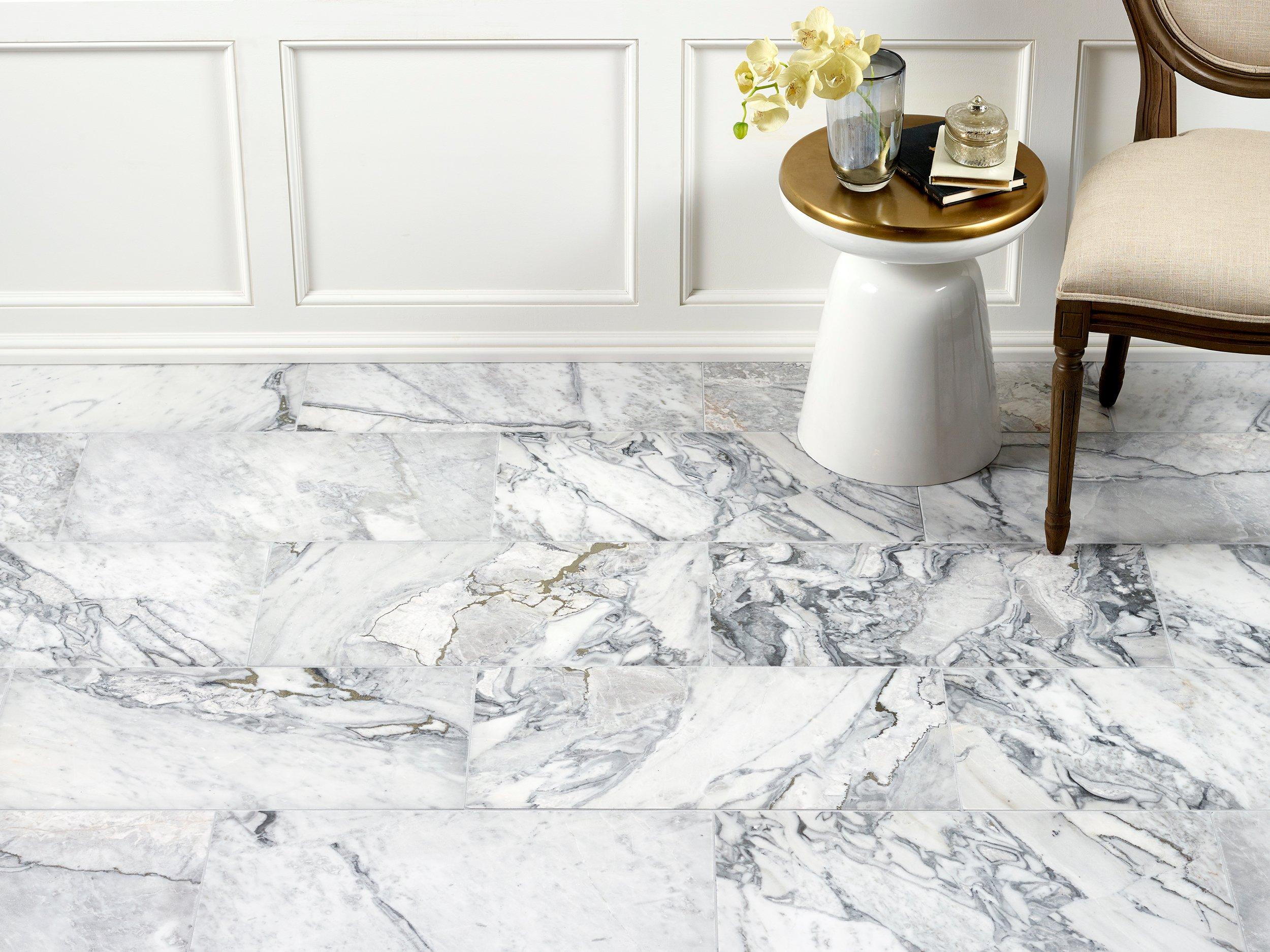 Calacatta Brilliant Polished Marble Tile Floor and Decor