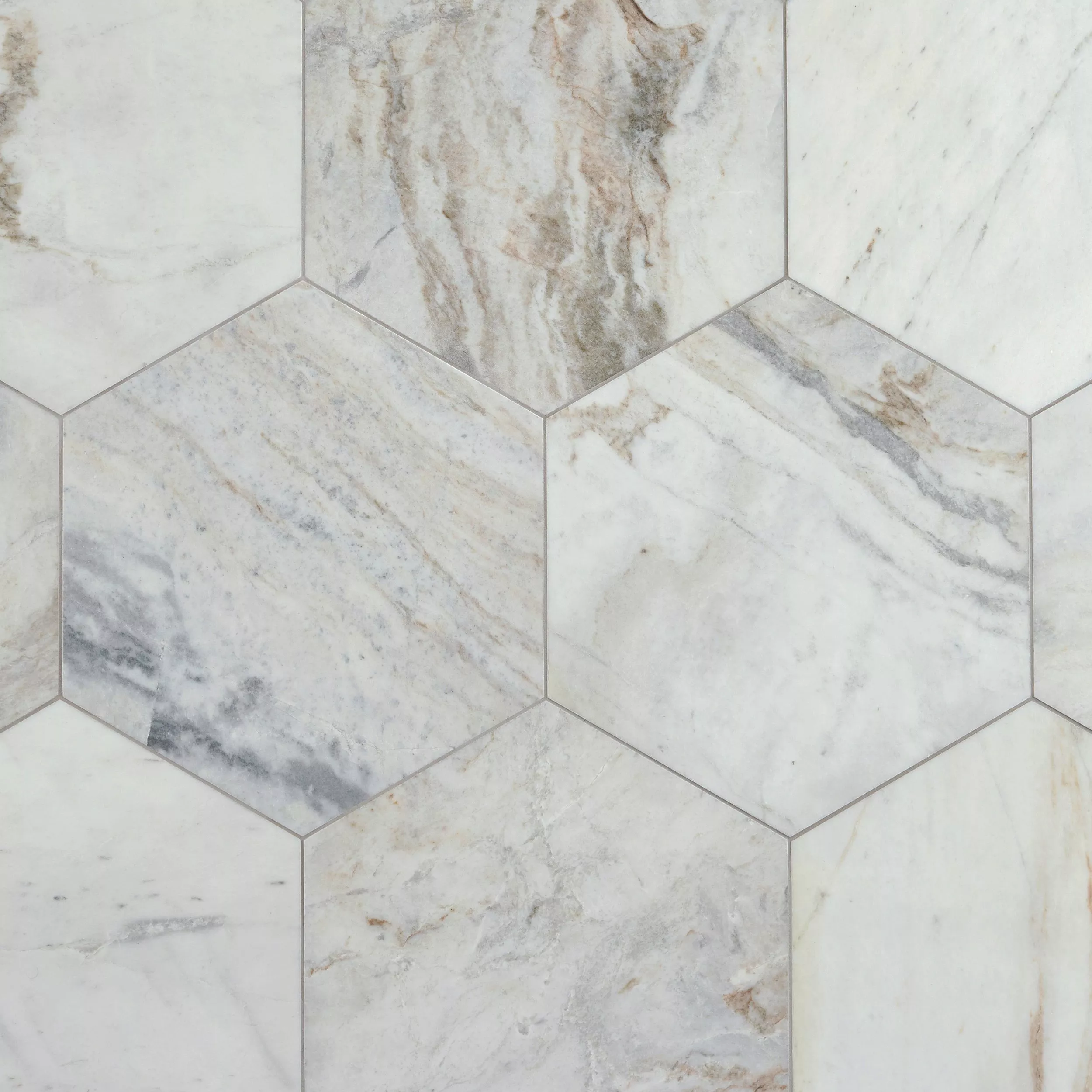 Bianco Orion Polished Hexagon Marble Tile