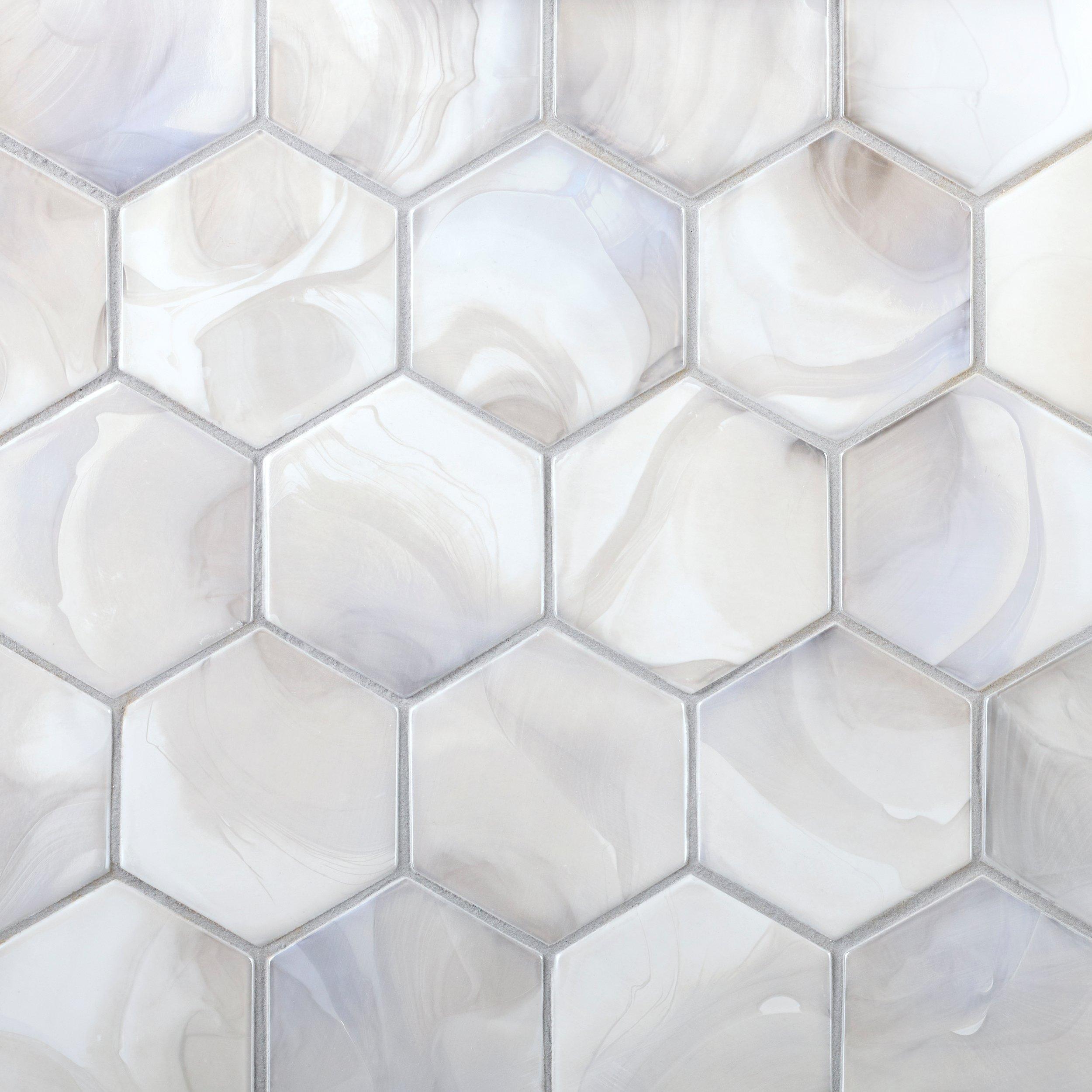 Perla 3 in. Hexagon Glass Mosaic