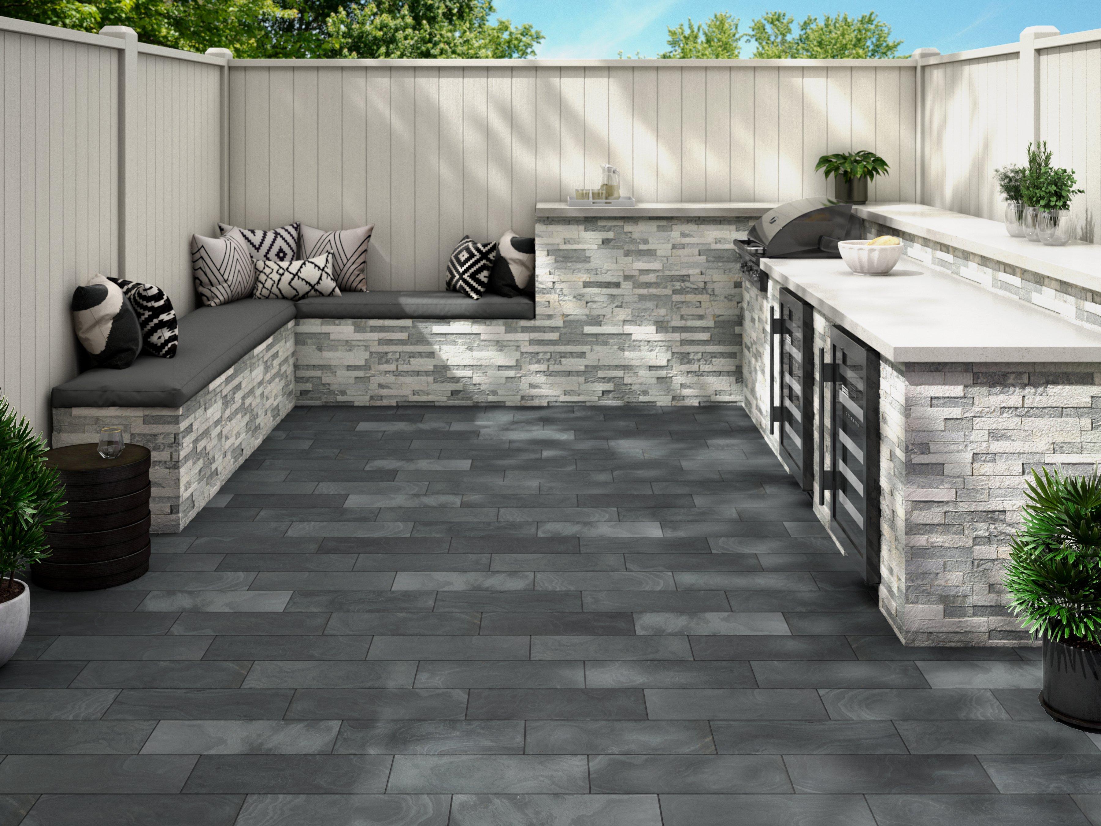 Thunder Black Honed Slate Tile