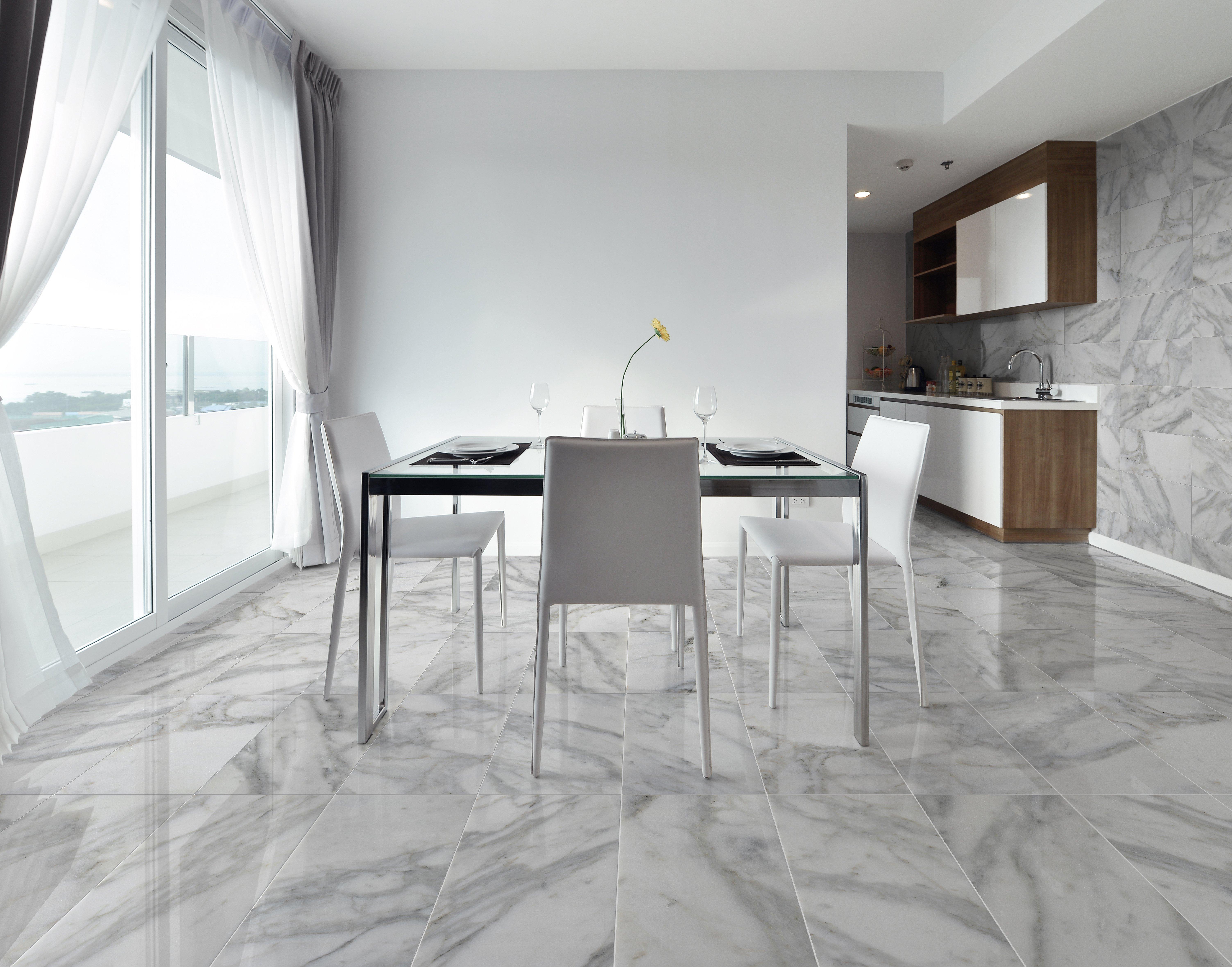 Calacatta Lina White Honed Marble Tile