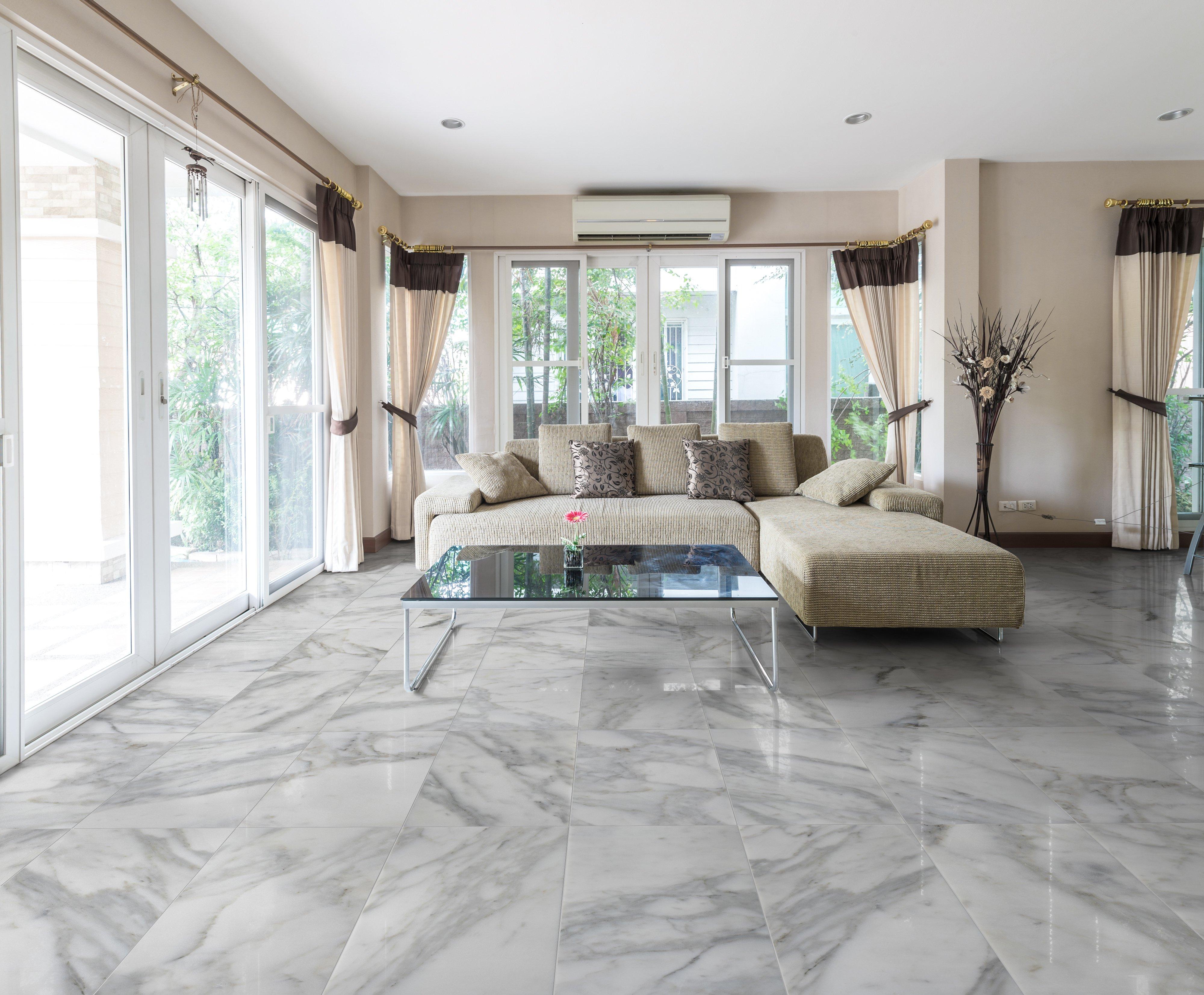 Calacatta Lina White Honed Marble Tile