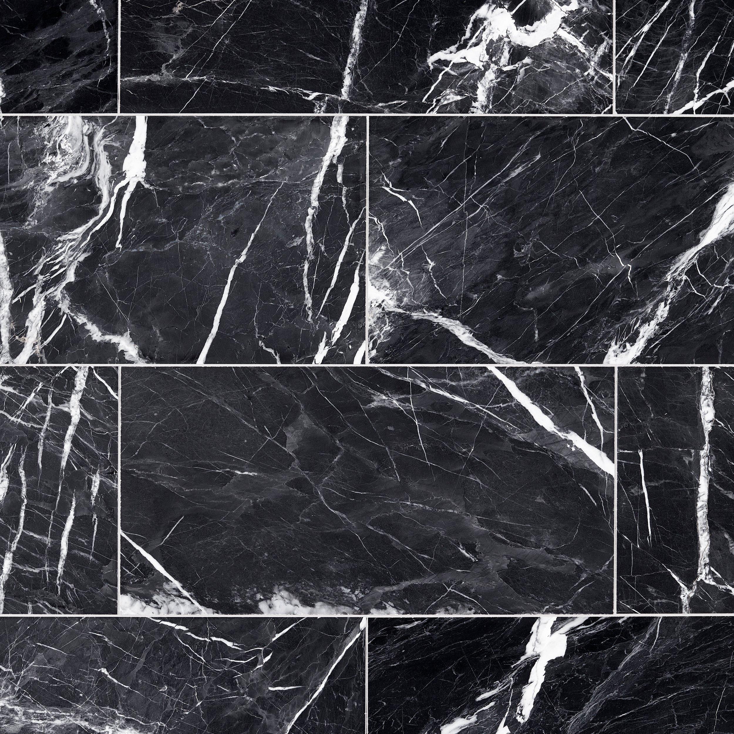 Ryker Black Leathered Marble Tile