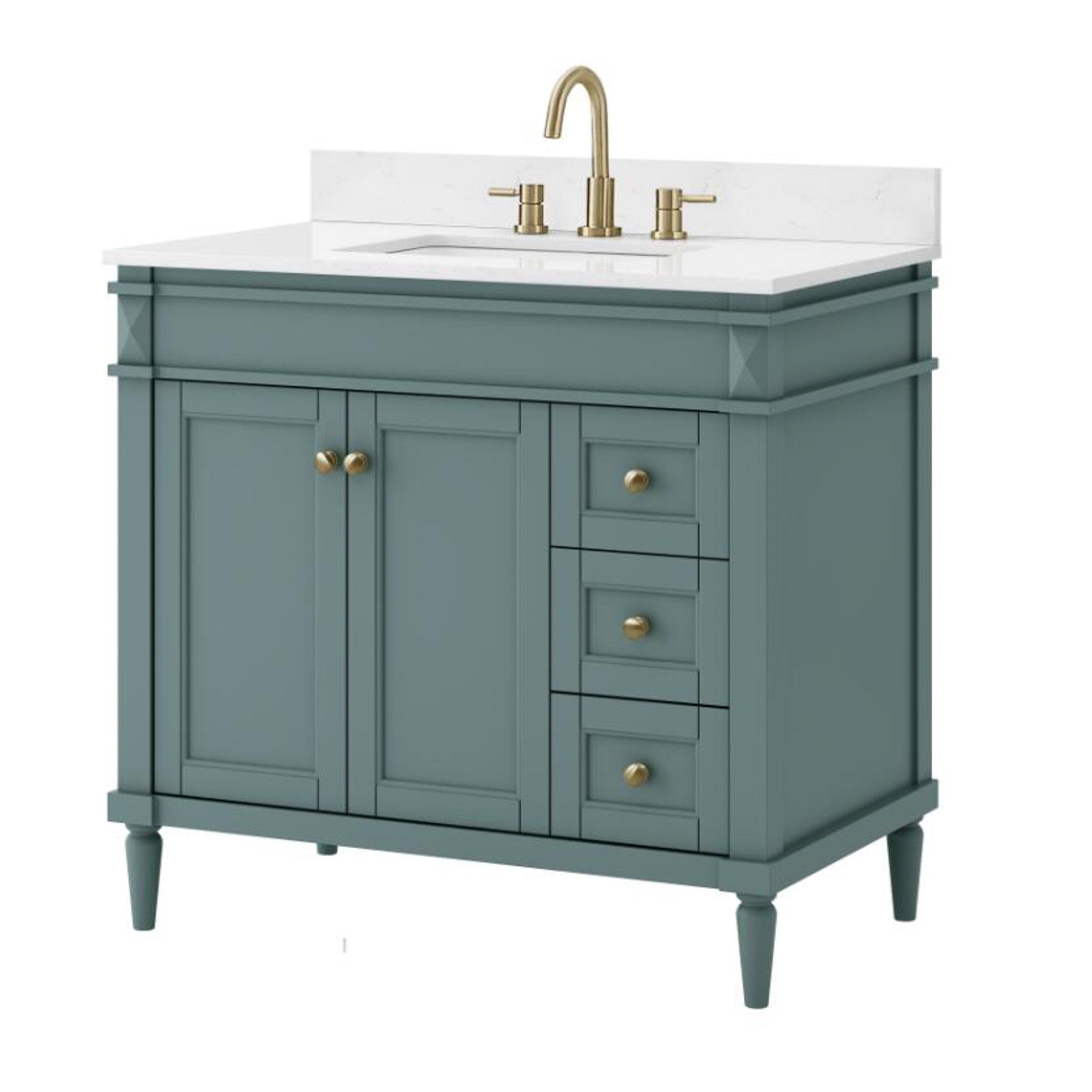 Bristol 37 In Green Blue Vanity With Engineered Top 37in 100900364 Floor And Decor