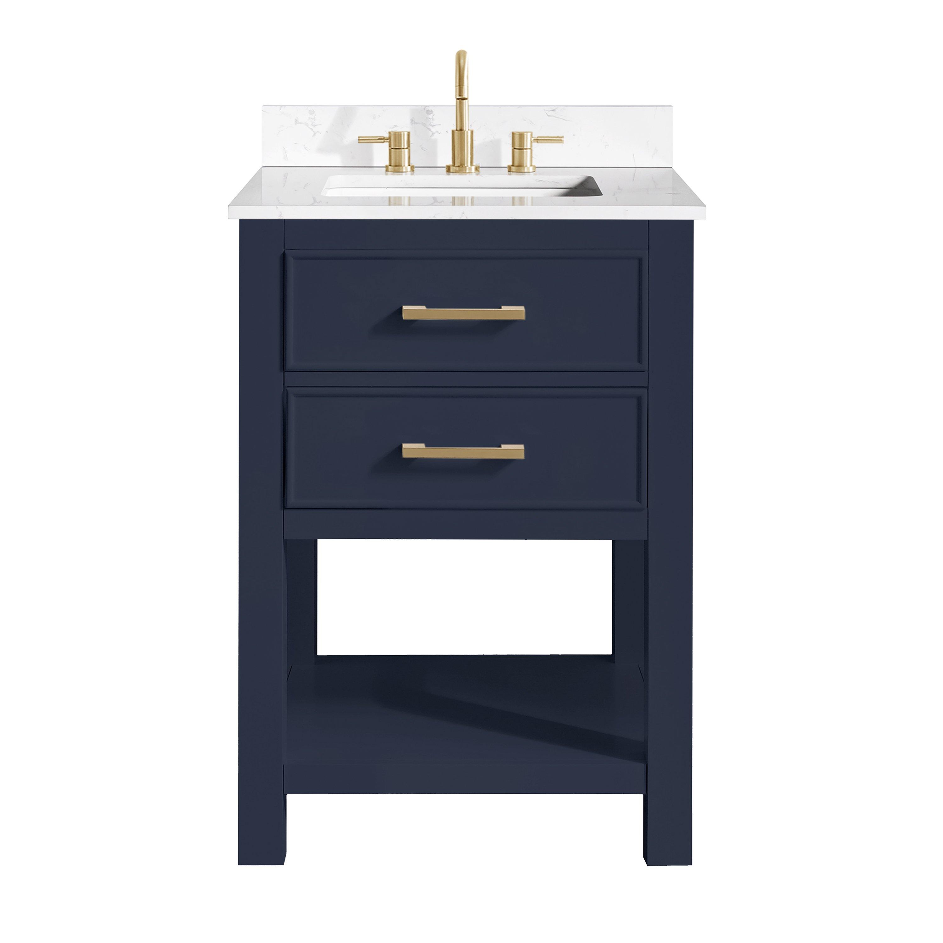 Hampton 31 in. Navy Blue Single Vanity with Engineered Top