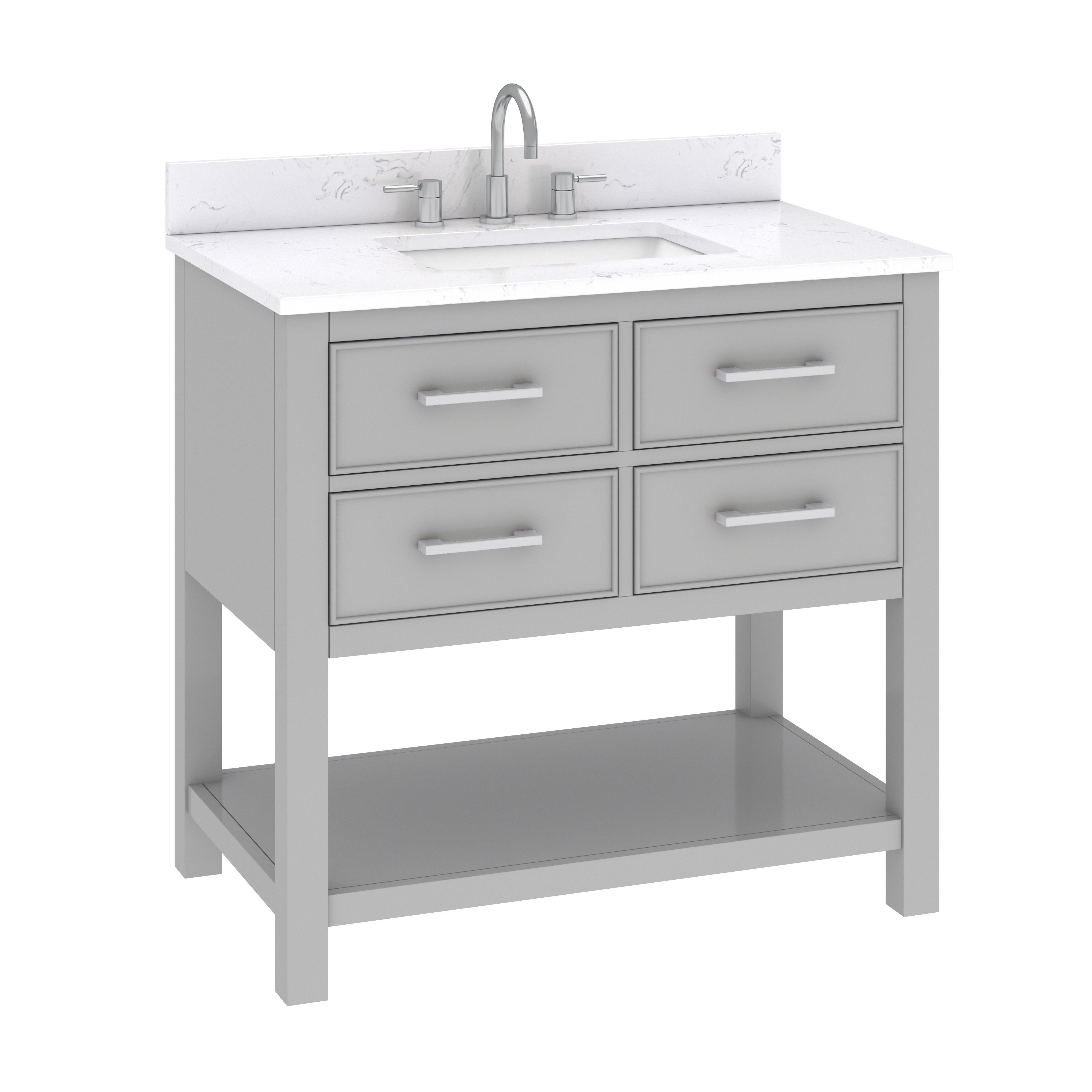Hampton 37 in. Gray Single Vanity with Engineered Top