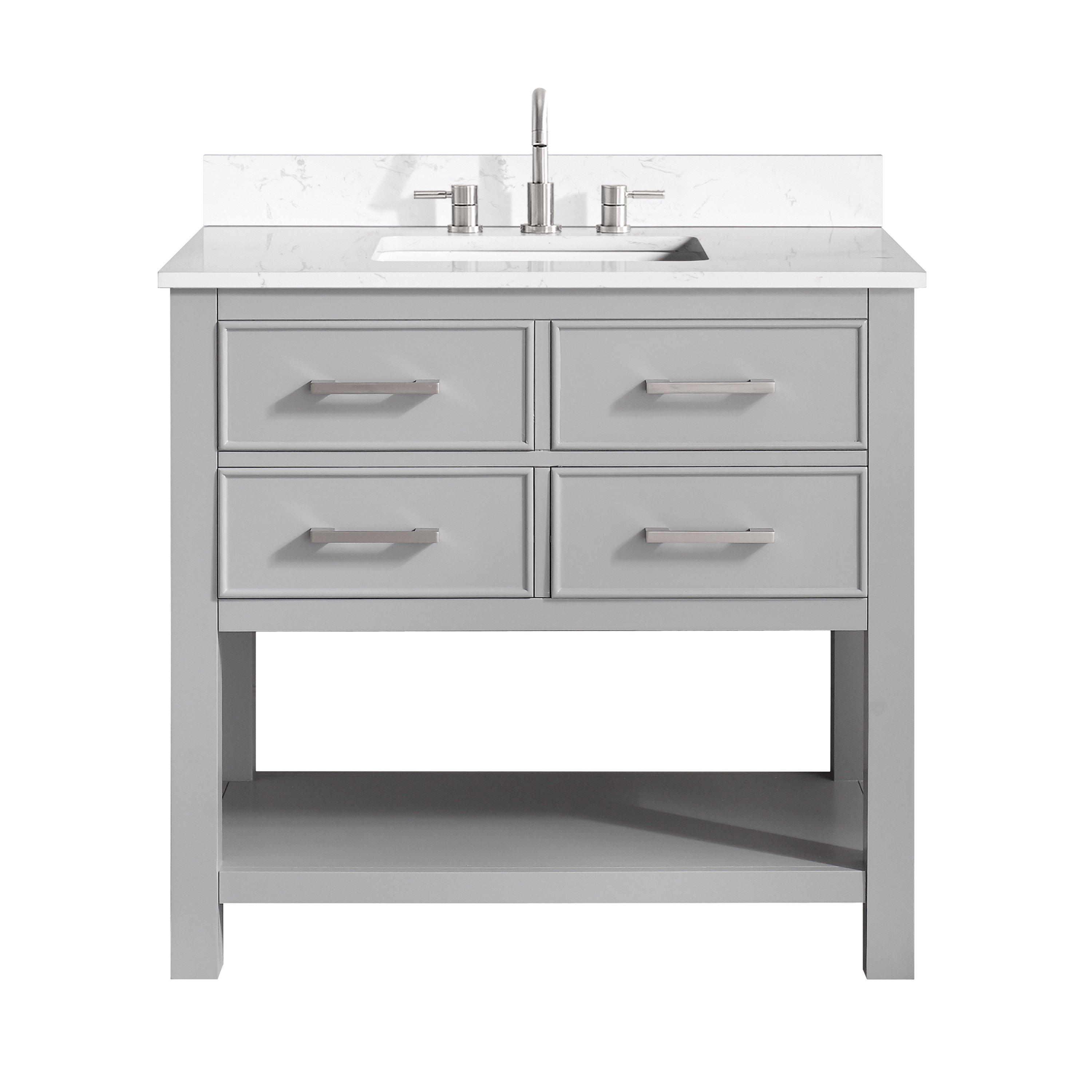 Hampton 37 in. Gray Single Vanity with Engineered Top