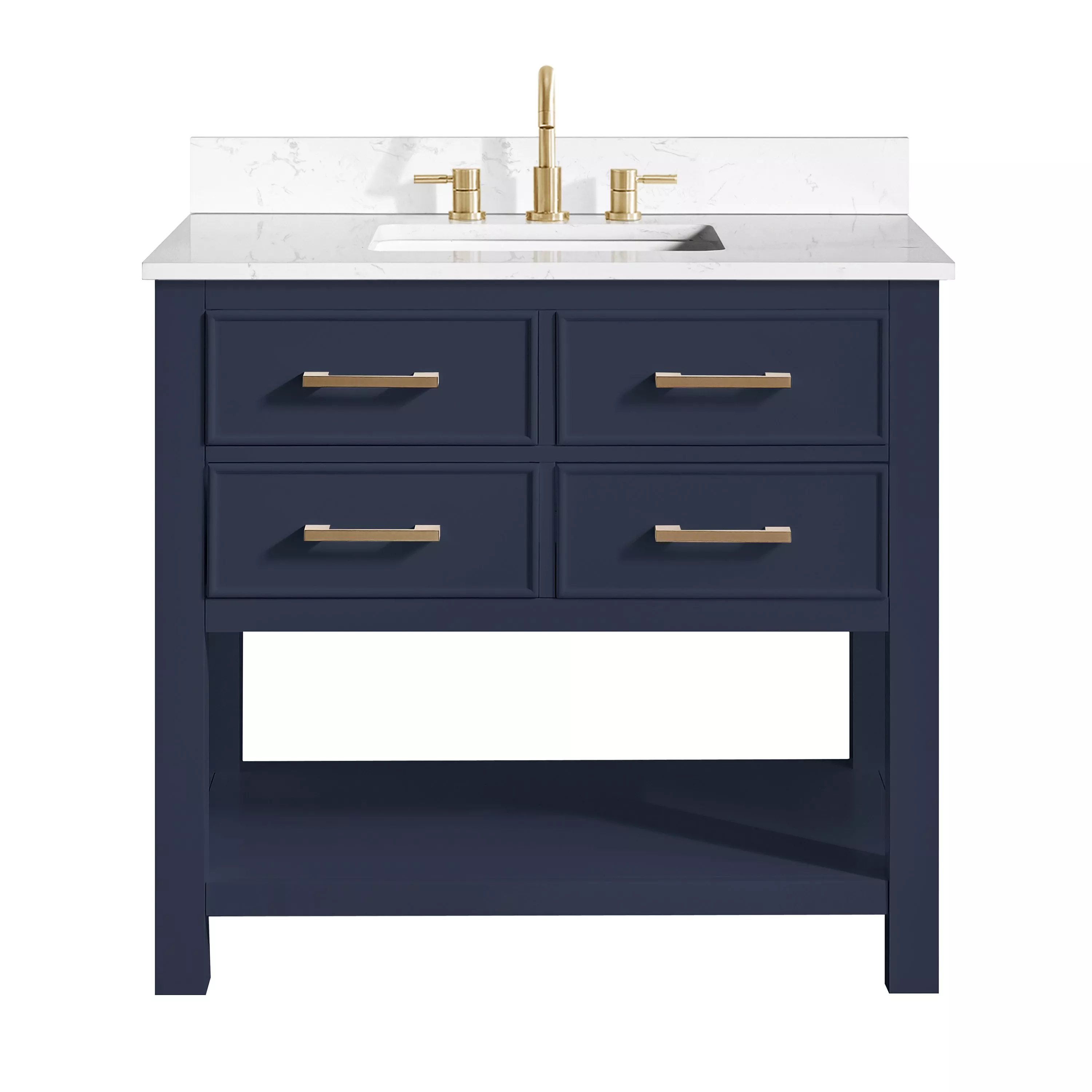 Hampton 37 in. Navy Blue Single Vanity with Engineered Top
