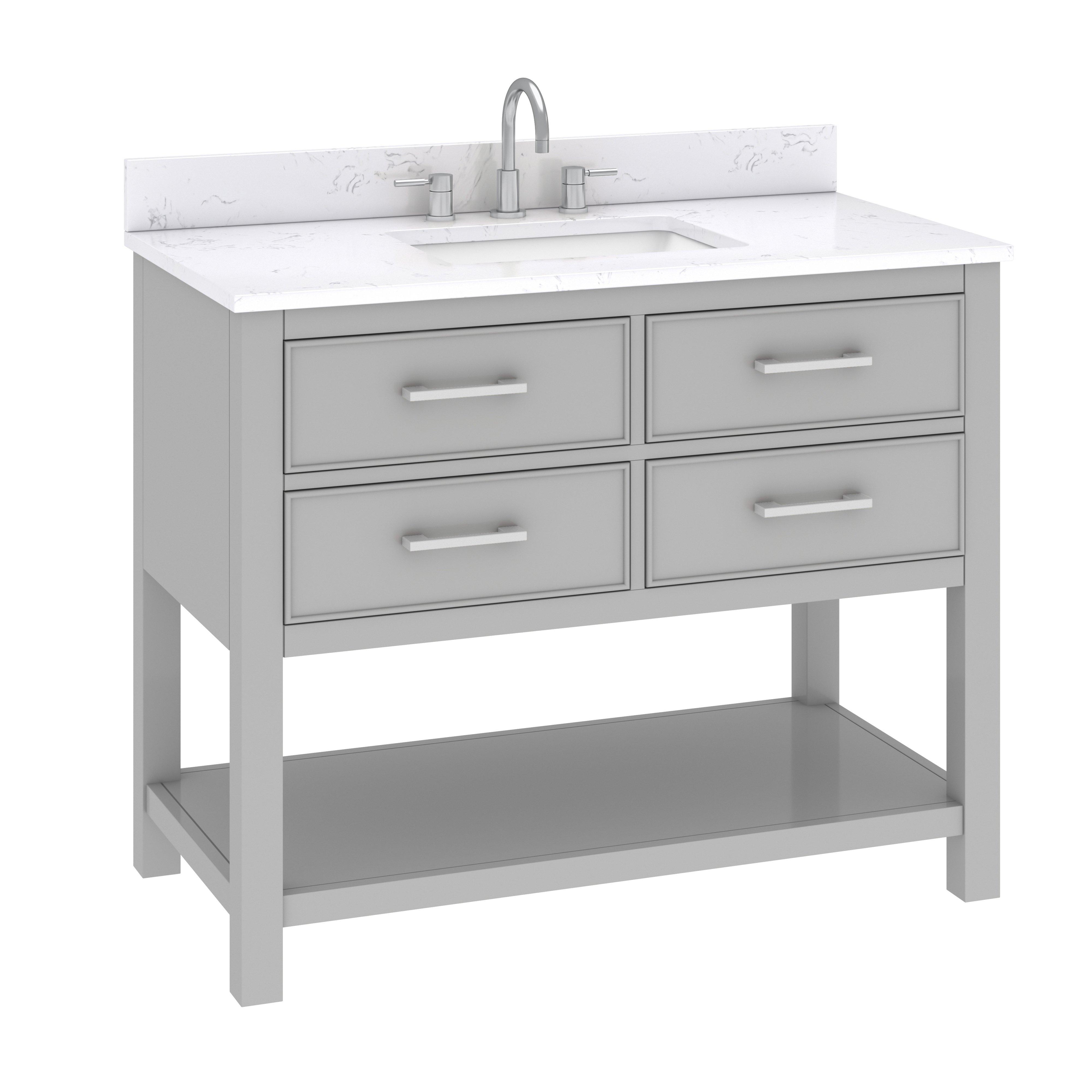 Hampton 43 in. Gray Single Vanity with Engineered Top