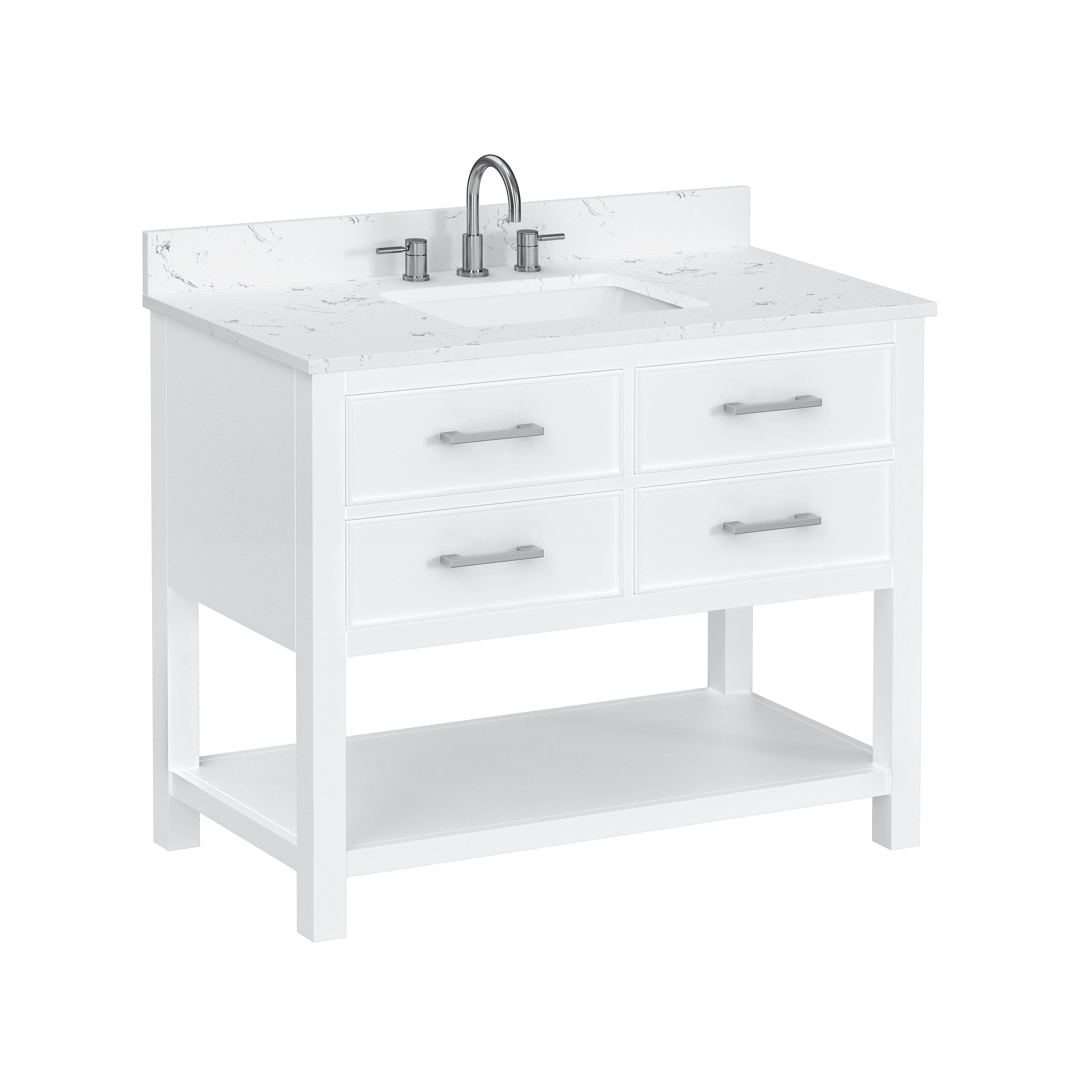 Hampton 43 in. White Single Vanity with Engineered Top