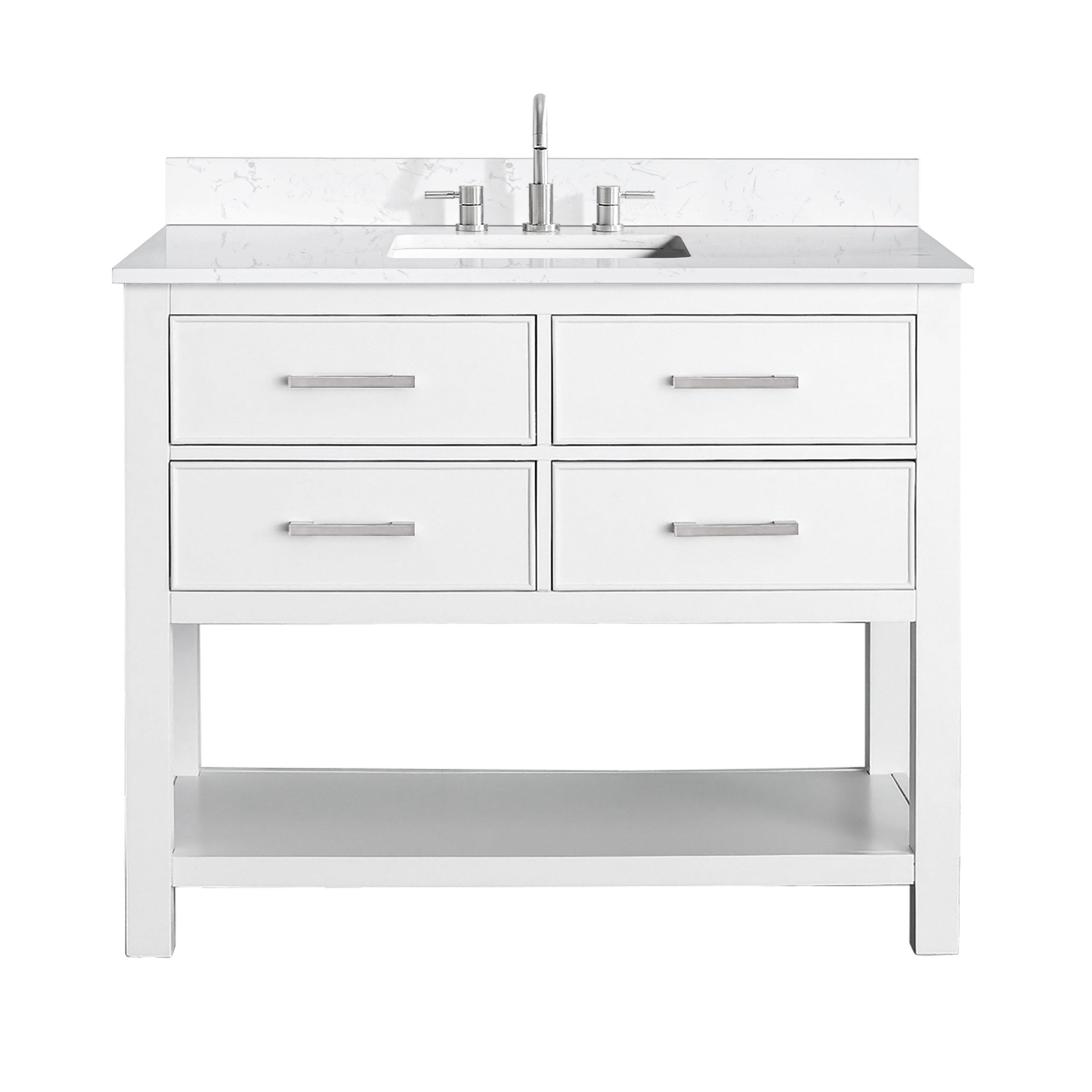 Hampton 43 in. White Single Vanity with Engineered Top