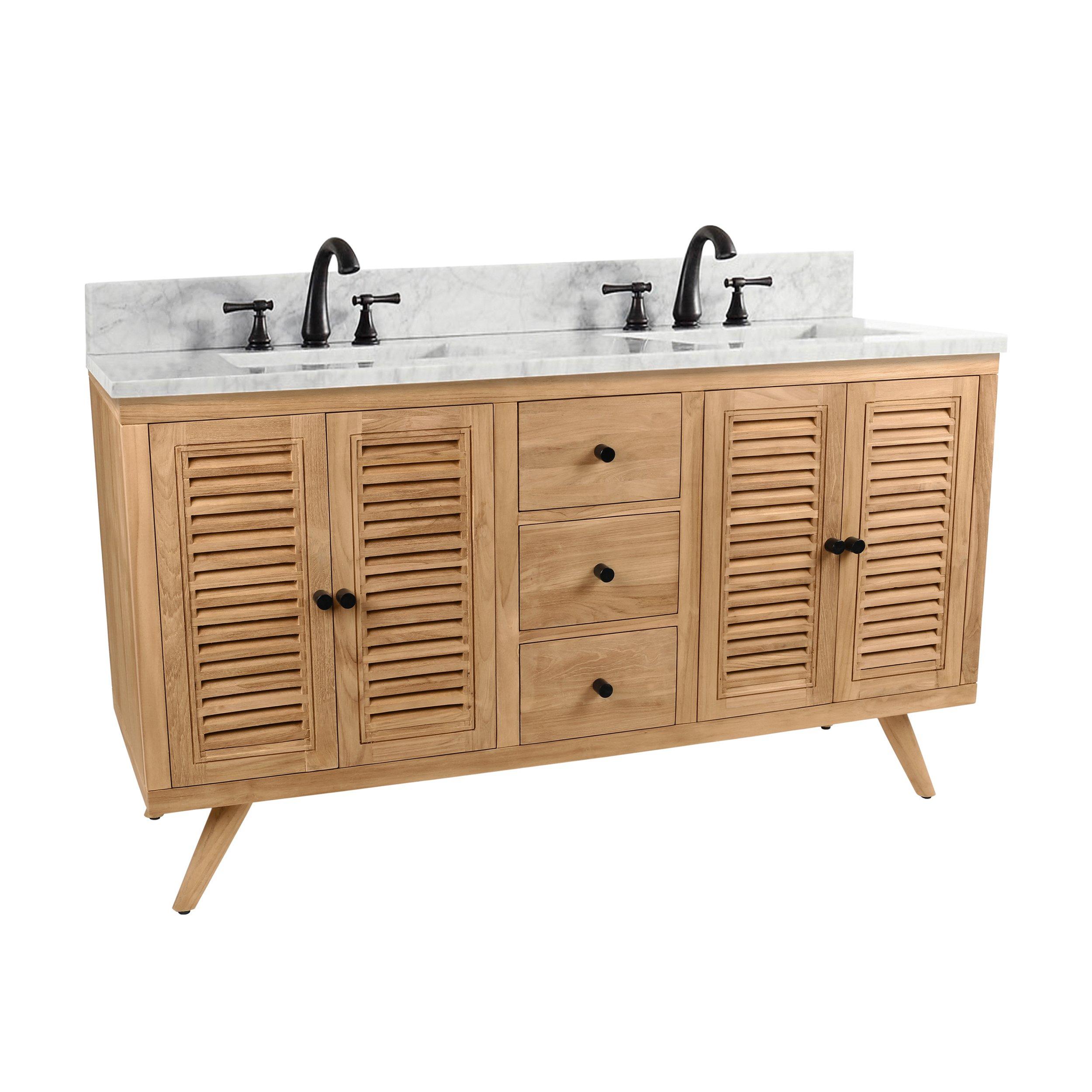 Monroe 61. Natural Double Vanity with Cararra Top