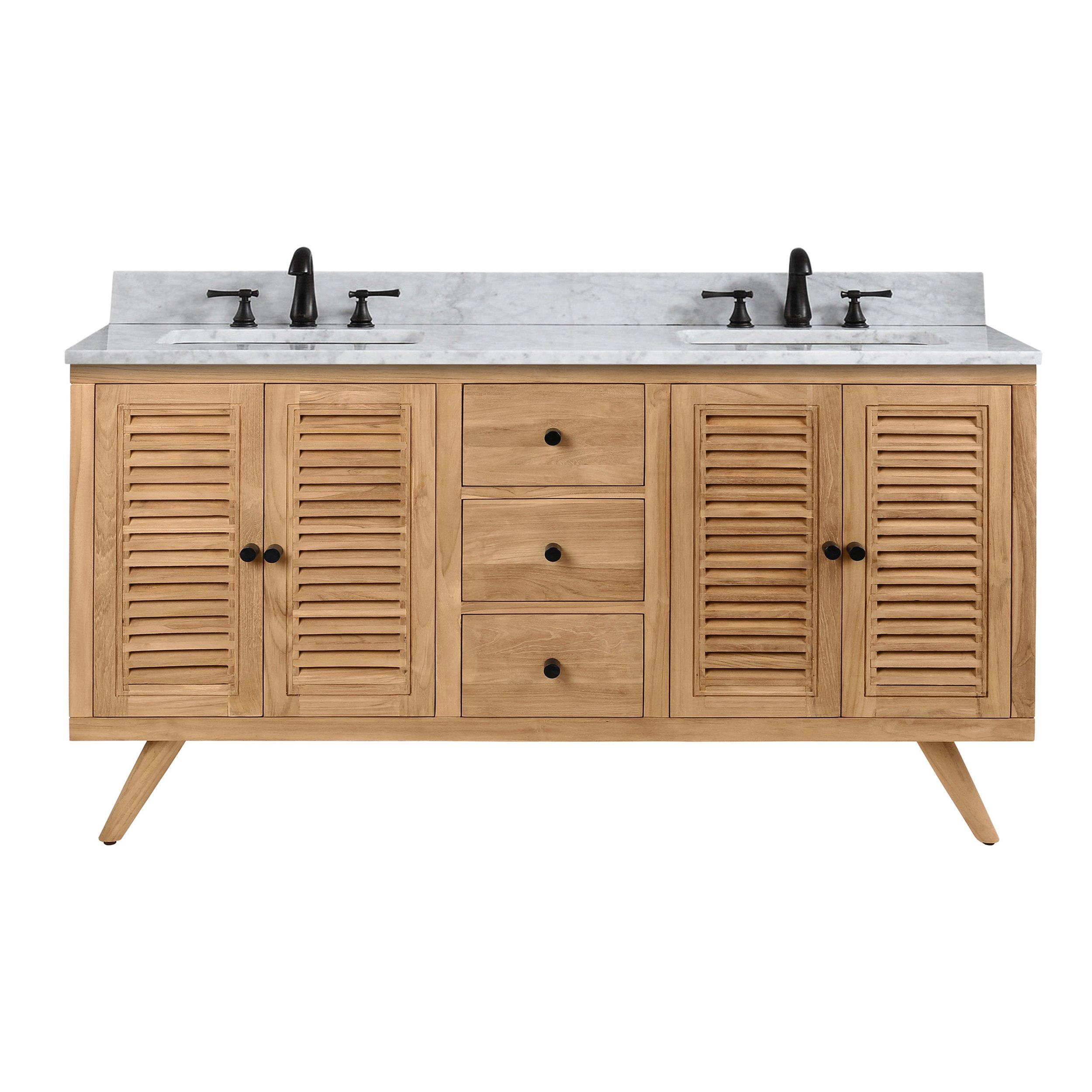 Monroe 61. Natural Double Vanity with Cararra Top