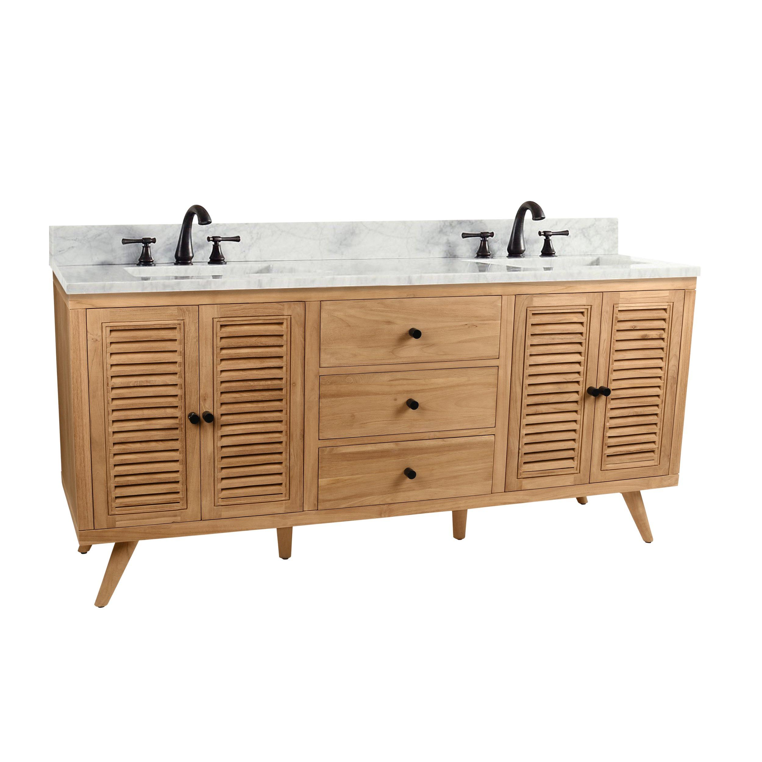 Monroe 73 in. Natural Double Vanity with Cararra Top