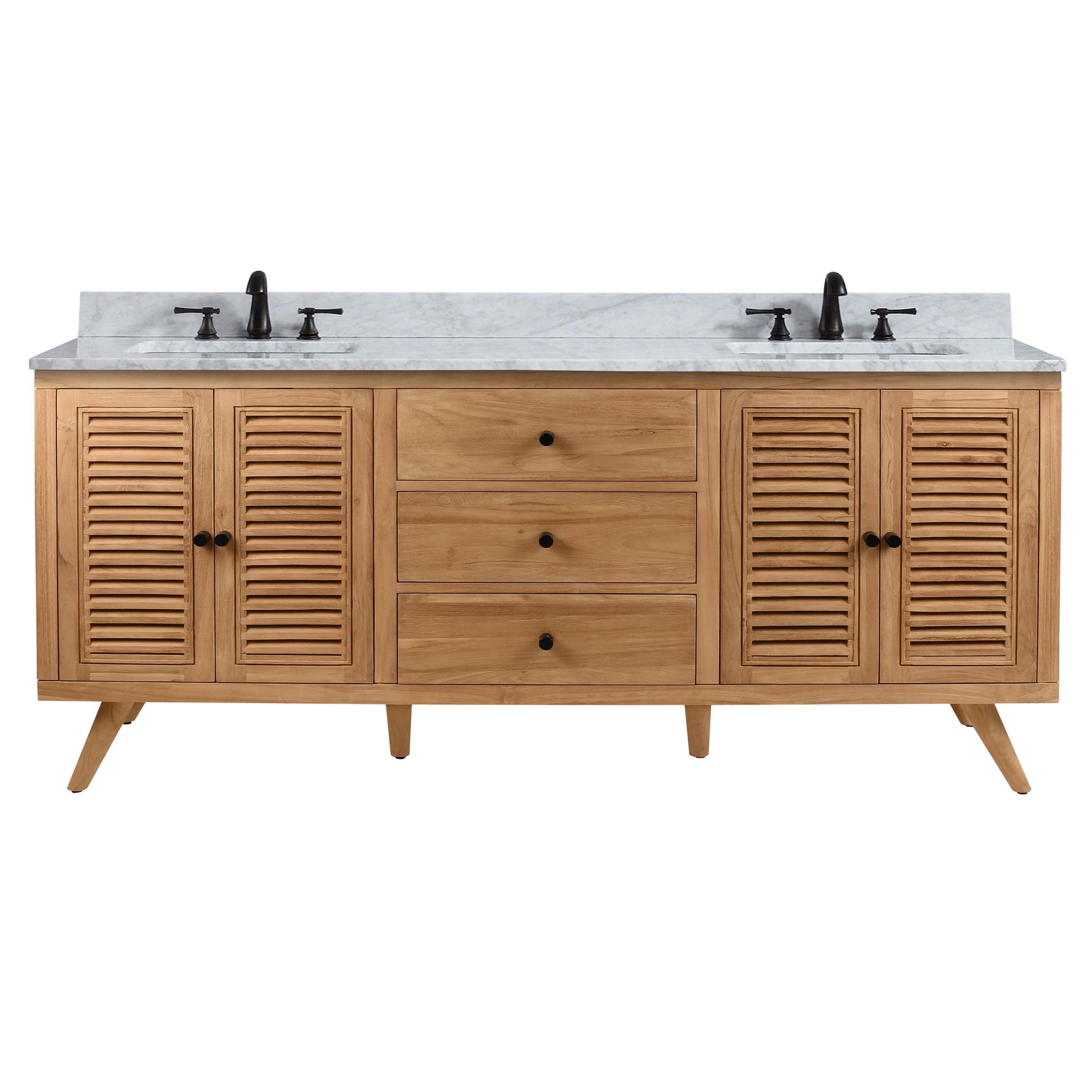 Monroe 73 in. Natural Double Vanity with Cararra Top