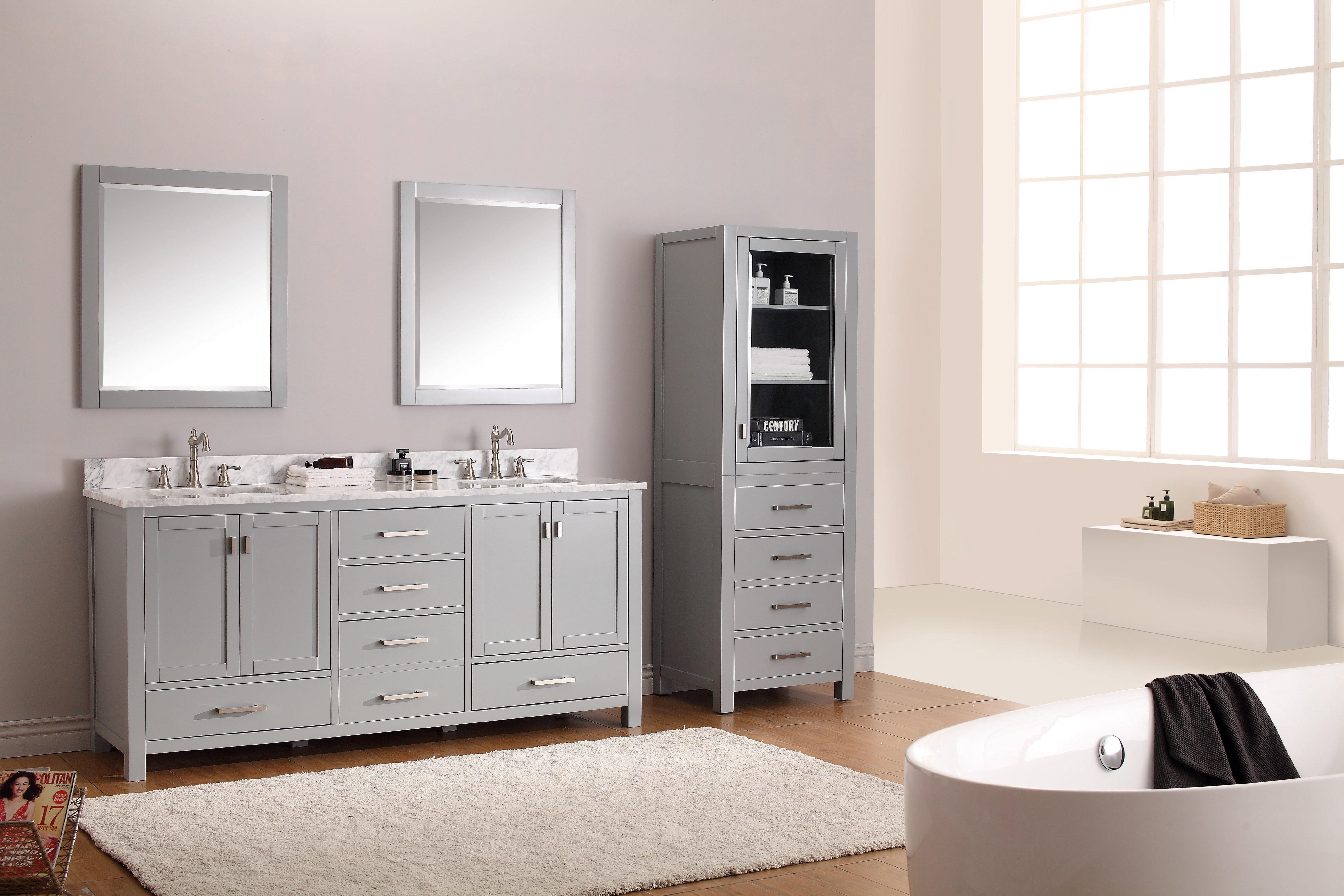 Kent 72 in. Chilled Gray Double Vanity Base