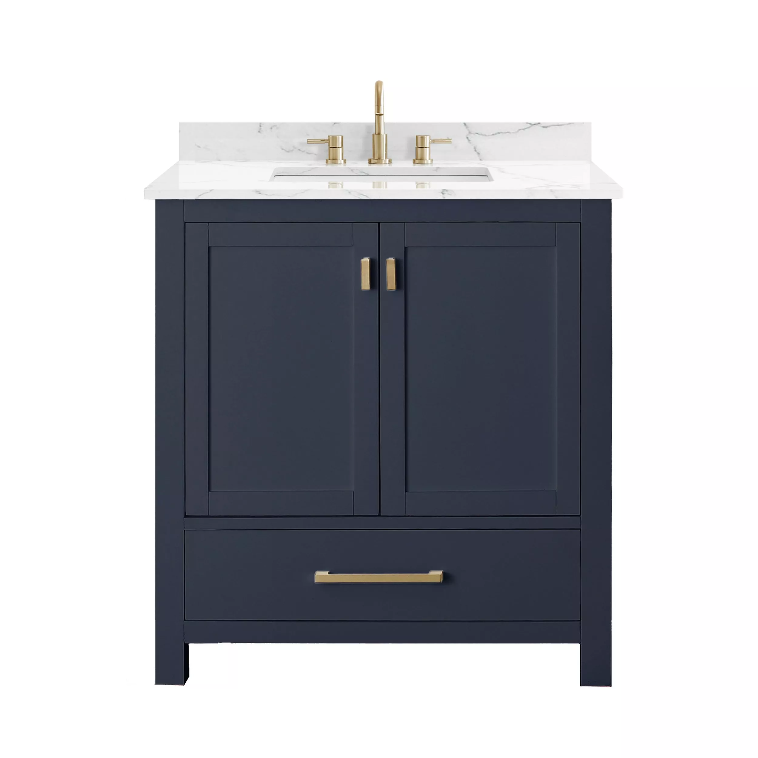 Kent 31 in. Blue Single Vanity with Engineered Cararra Top