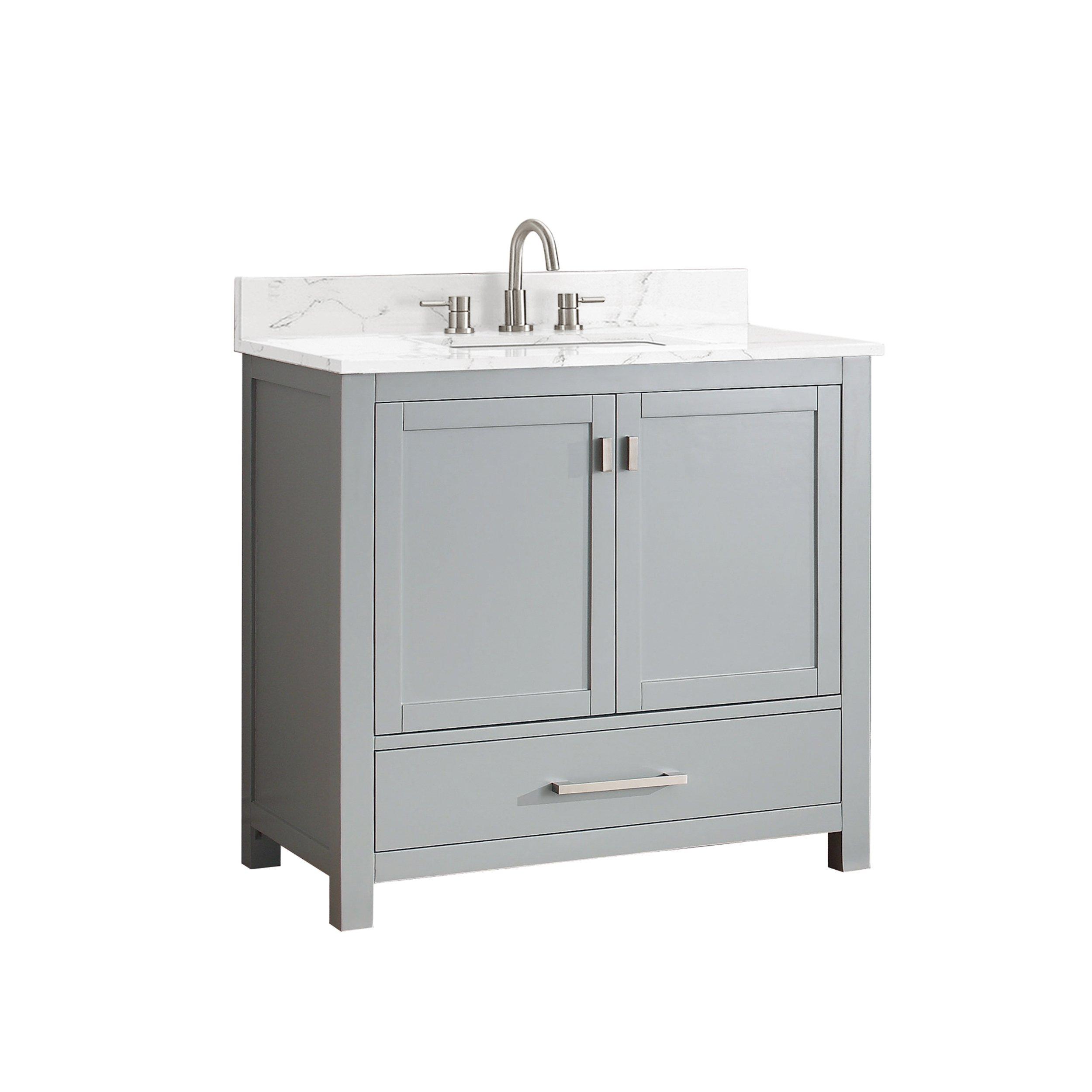 Kent 37 in. Chilled Gray Single Vanity with Engineered Cararra Top