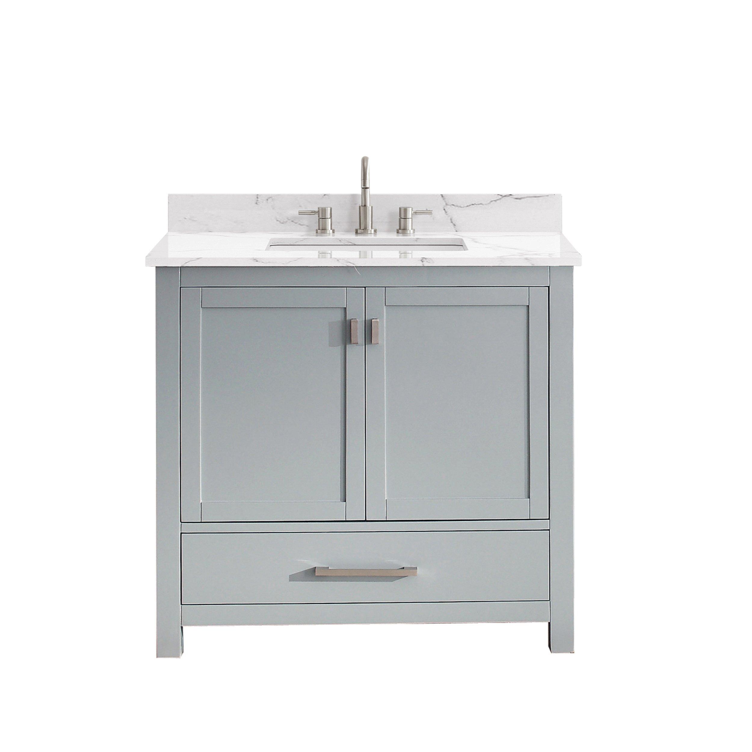 Kent 37 in. Chilled Gray Single Vanity with Engineered Cararra Top