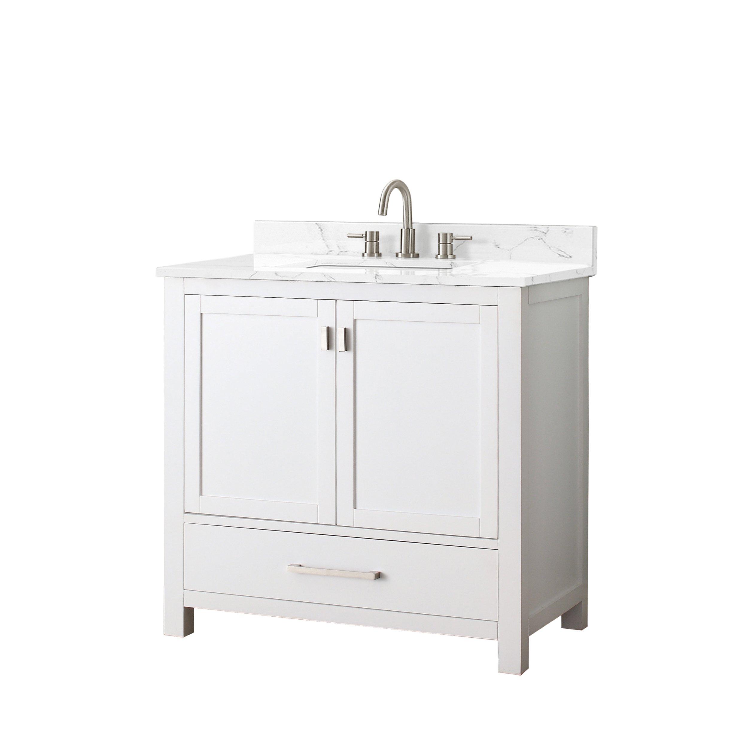Kent 49 in. White Single Vanity with Engineered Cararra Top