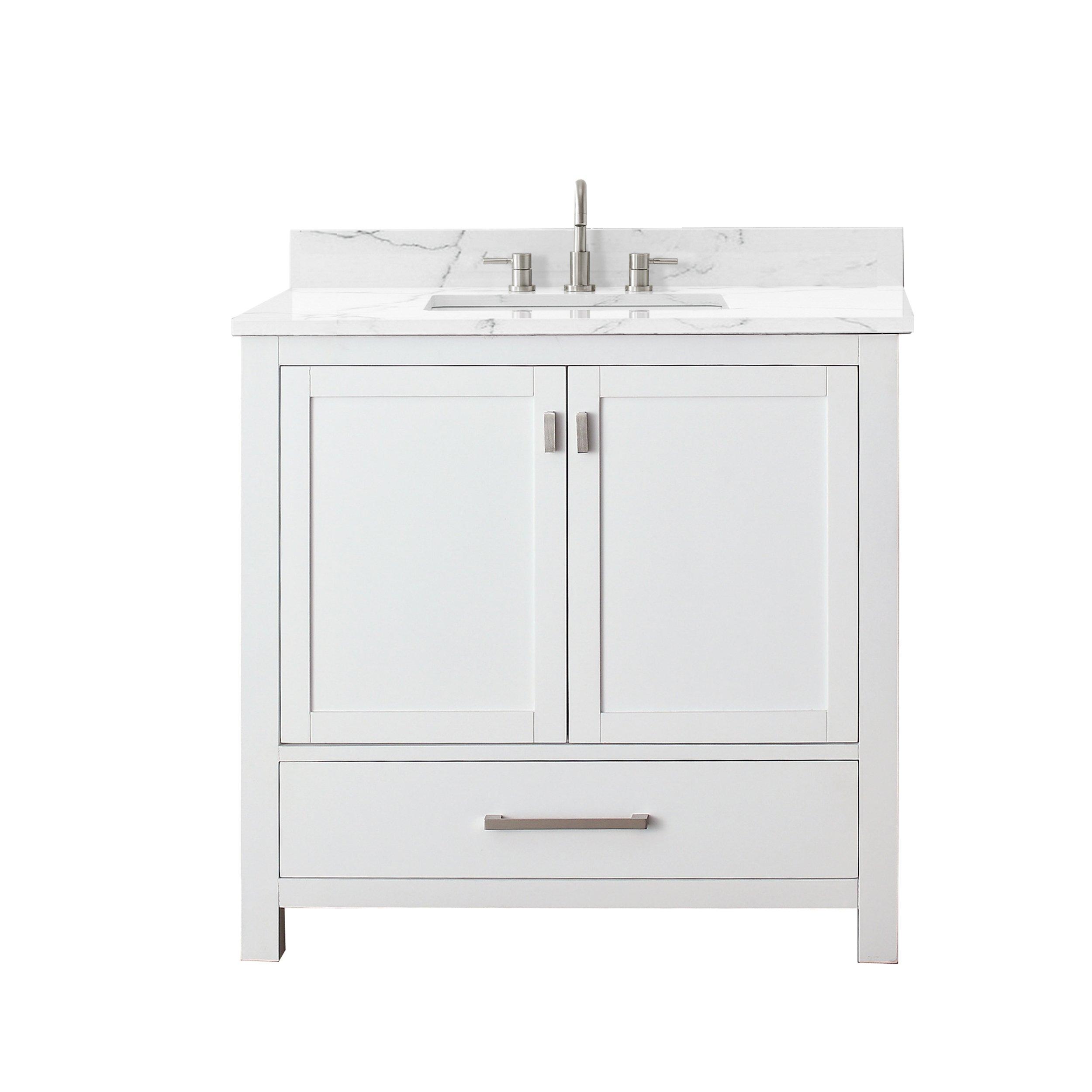 Kent 49 in. White Single Vanity with Engineered Cararra Top