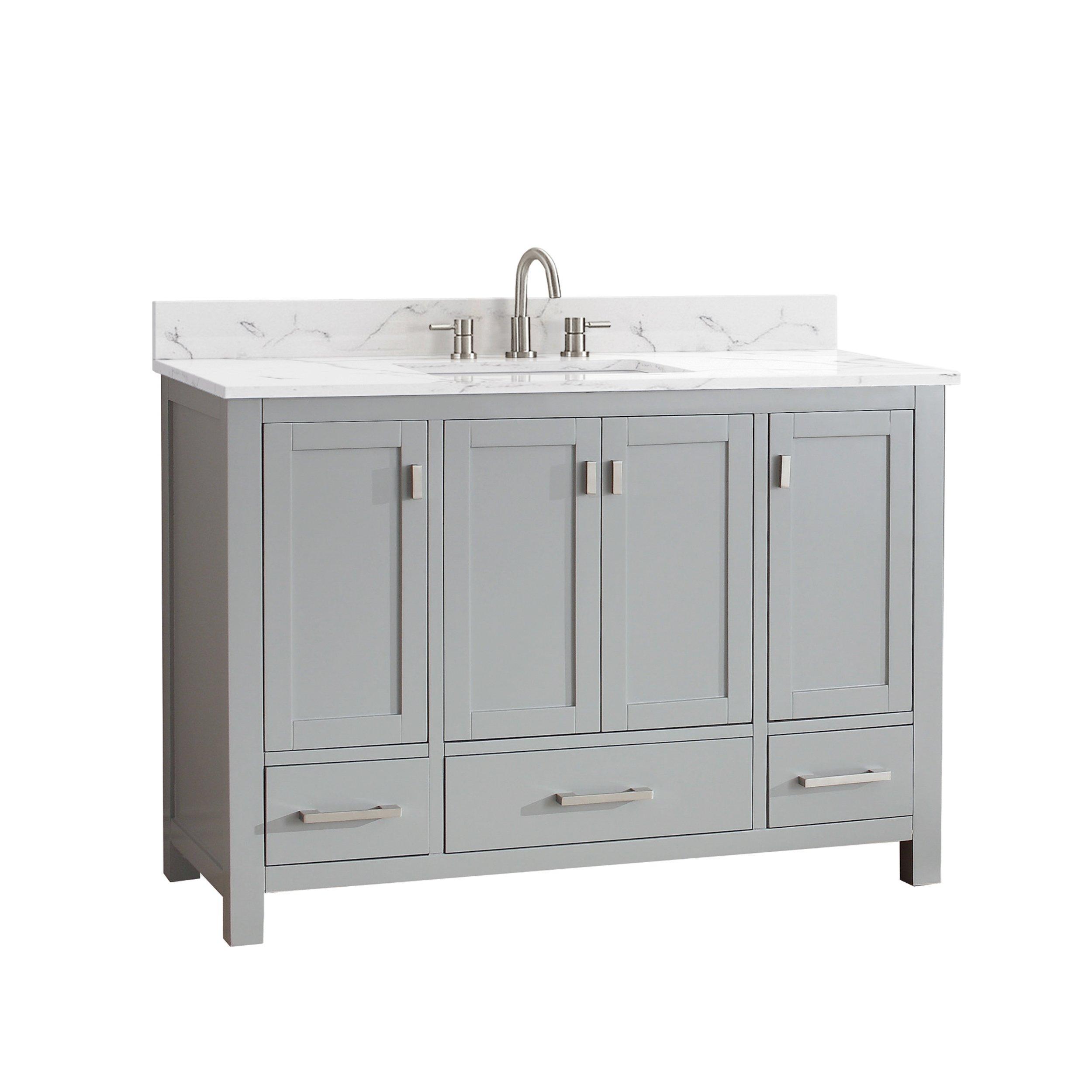 Kent 49 in. Gray Single Vanity with Engineered Cararra Top | Floor and ...